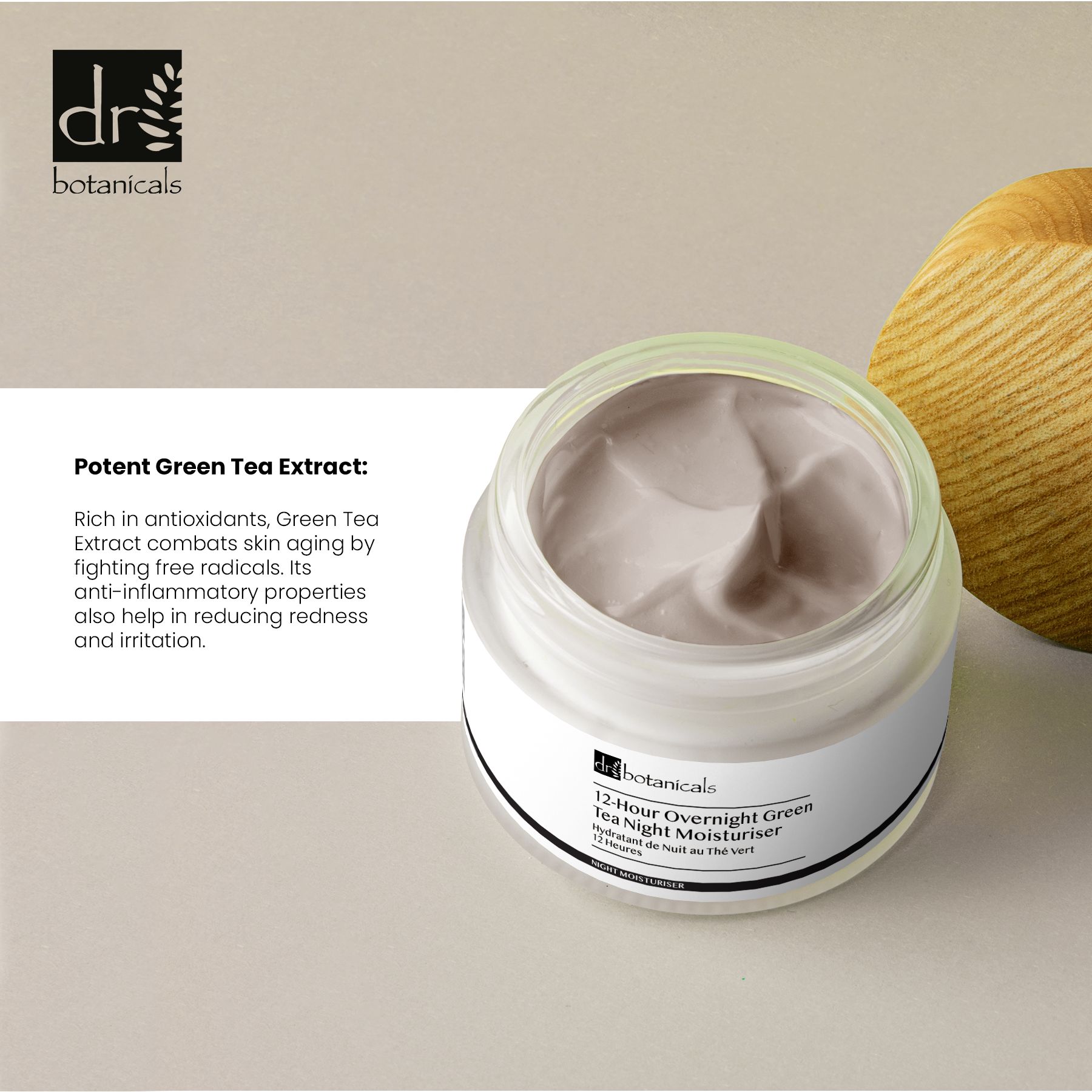 Dr. Botanicals 12-Hour Overnight Green Tea Night Moisturiser 50ml x 2 Duo Pack image 6