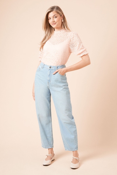 Dorothy Perkins Half Sleeve Leopard Lace Blouse Blush