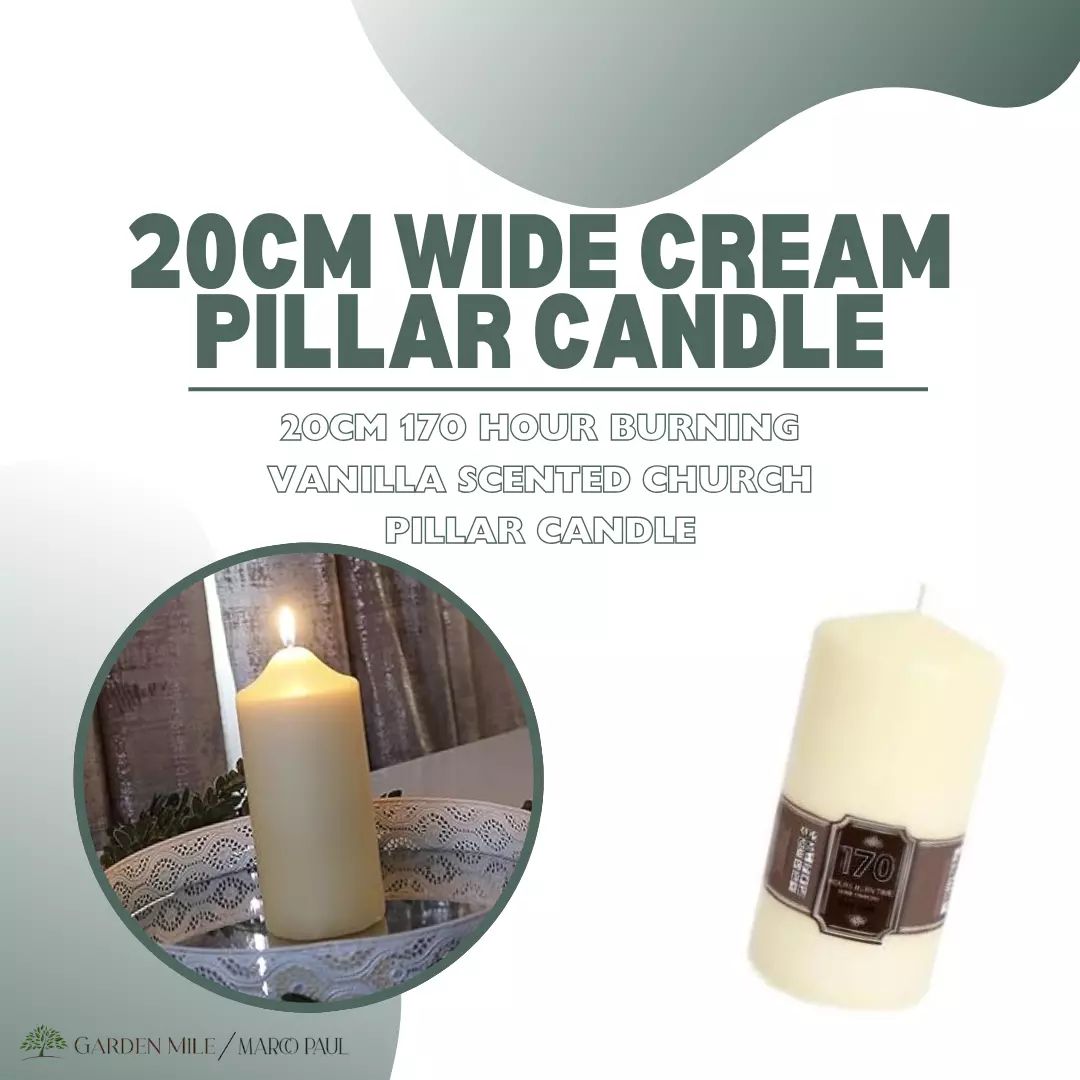 Marco Paul Ivory Large Pillar Candle Church Candle Unscented Candle 20cm image 4