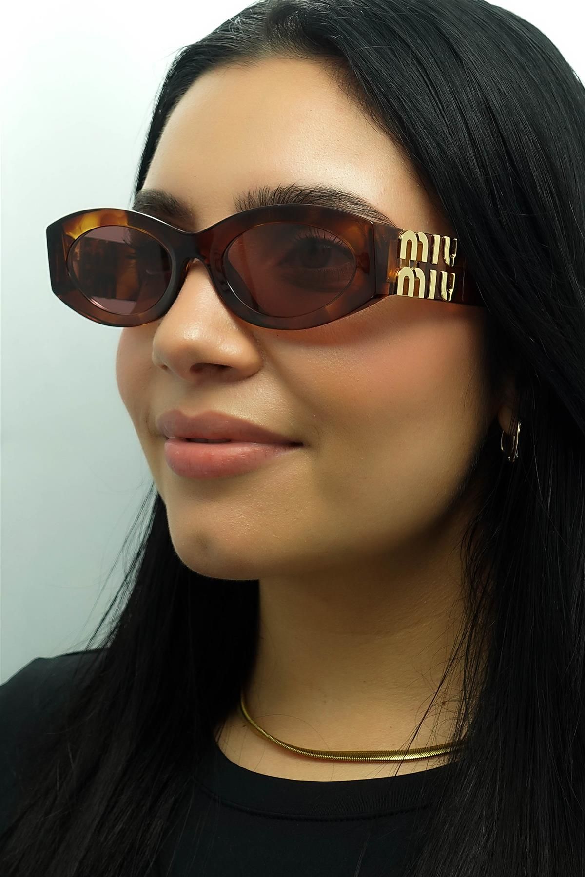 Miu Miu Oval Striped Tobacco Dark Violet MU11WS image 6