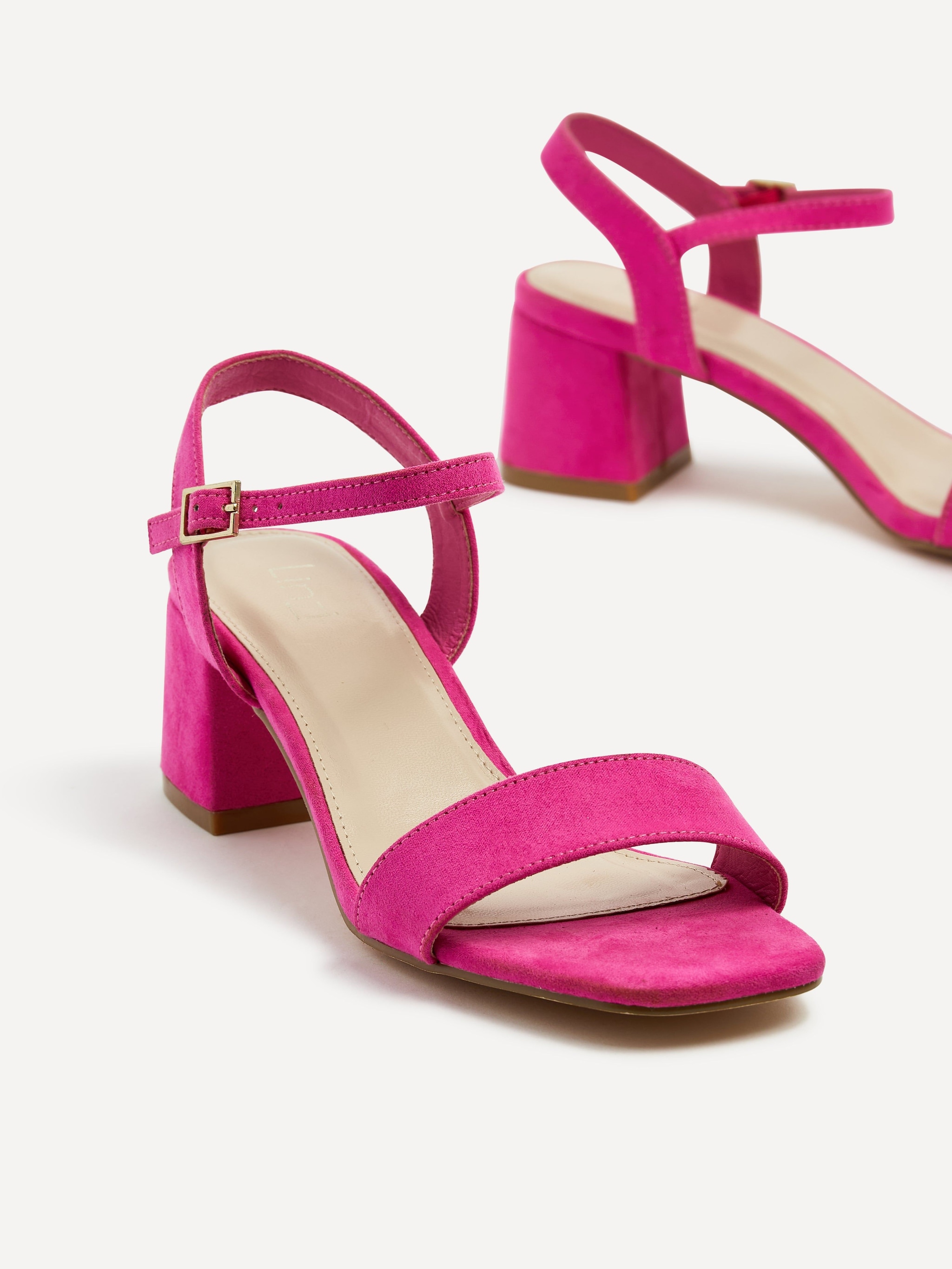 Linzi Darcie Fuchsia Faux Suede Low Chunky Block Heeled Sandal image 5