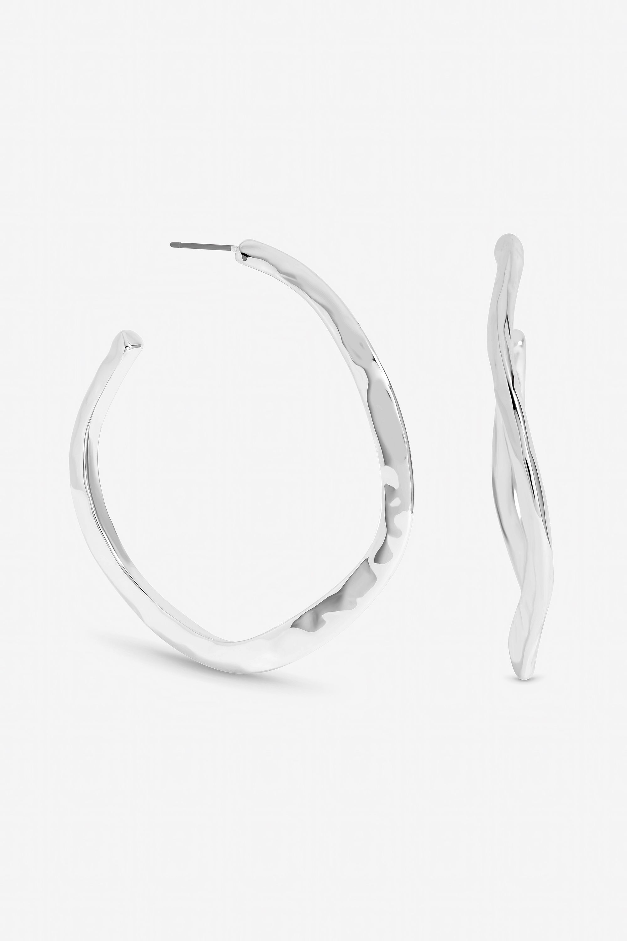 Mood Silver Plated Large Molten Hoops image 1