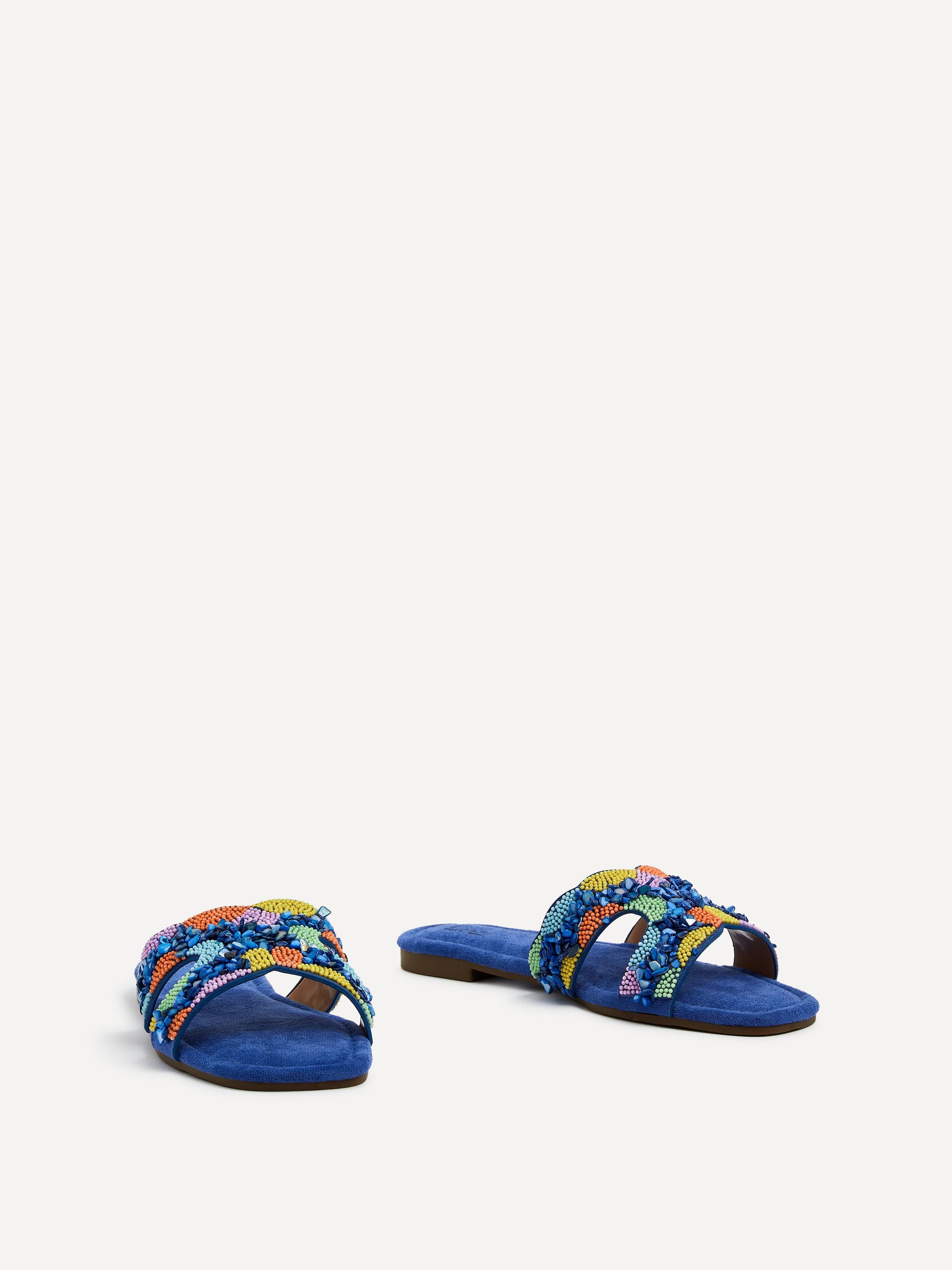 Linzi Zahara Cobalt Blue Faux Suede Embellished Slider Sandal image 3