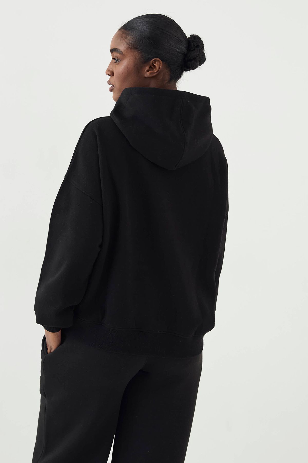 DSGN Studio DSGN Studio Towelling Applique Oversized Hoodie Black image 2