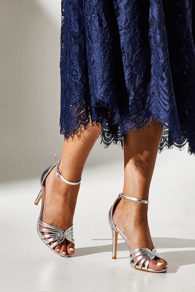 Coast Tilda Lattice Front High Heeled Sandals Silver