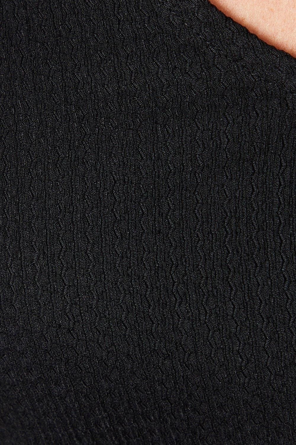 Dorothy Perkins V Neck Shirred Cuff Short Sleeve Top Black image 5