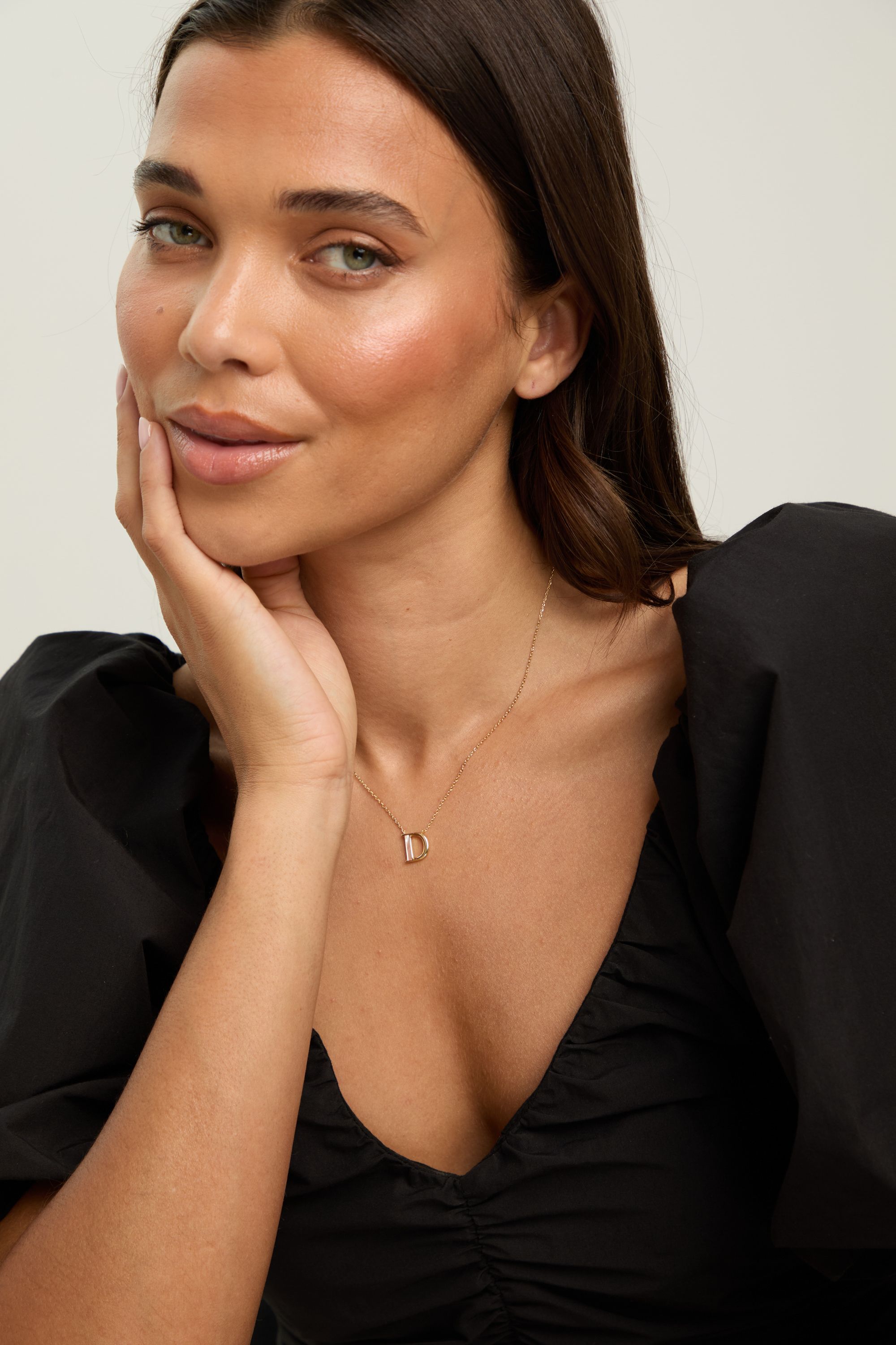 Inicio 14K Real Gold Plated and Mother of Pearl Initial Pendant - D image 2