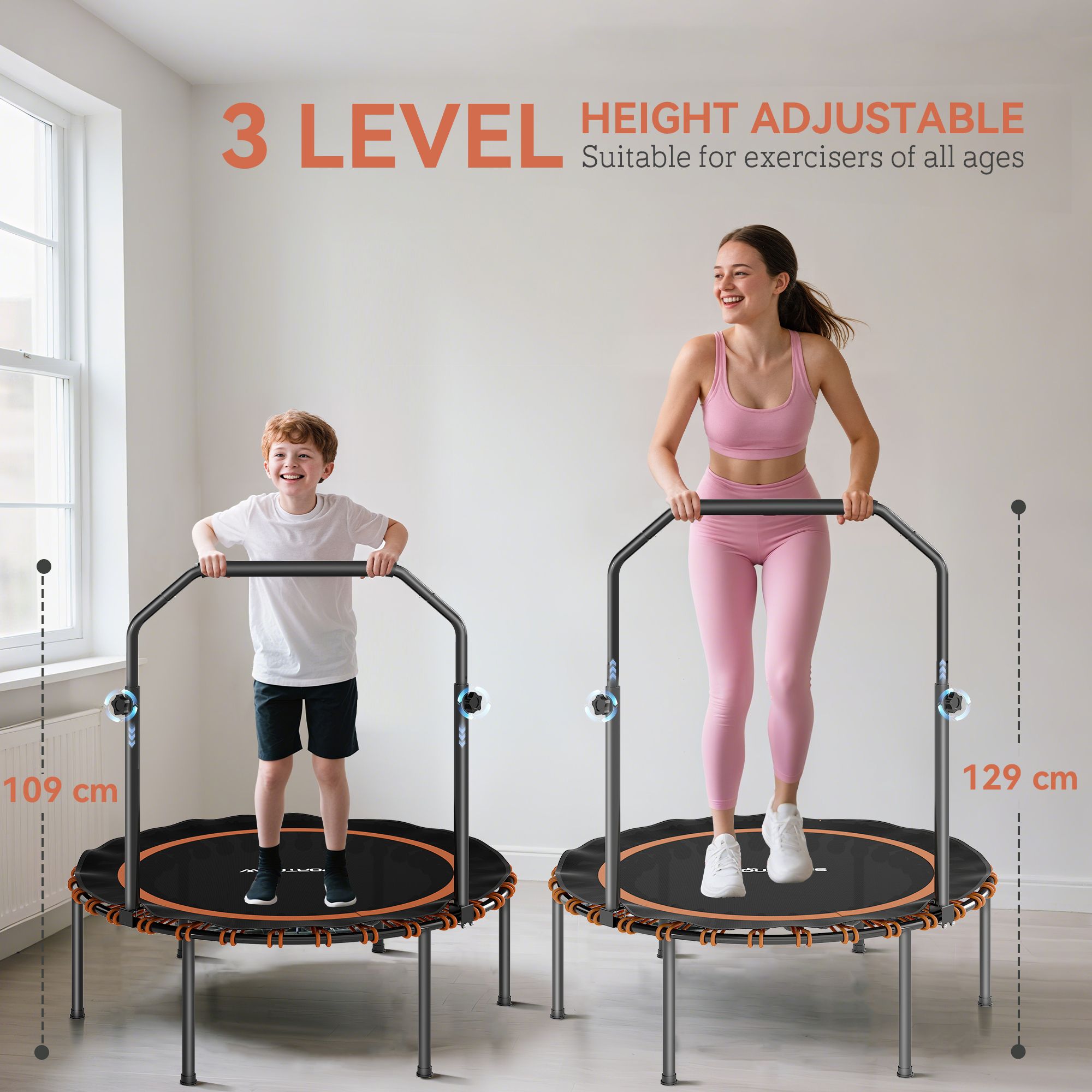 SPORTNOW 40'' Foldable Fitness Trampoline Rebounder with Handle image 4