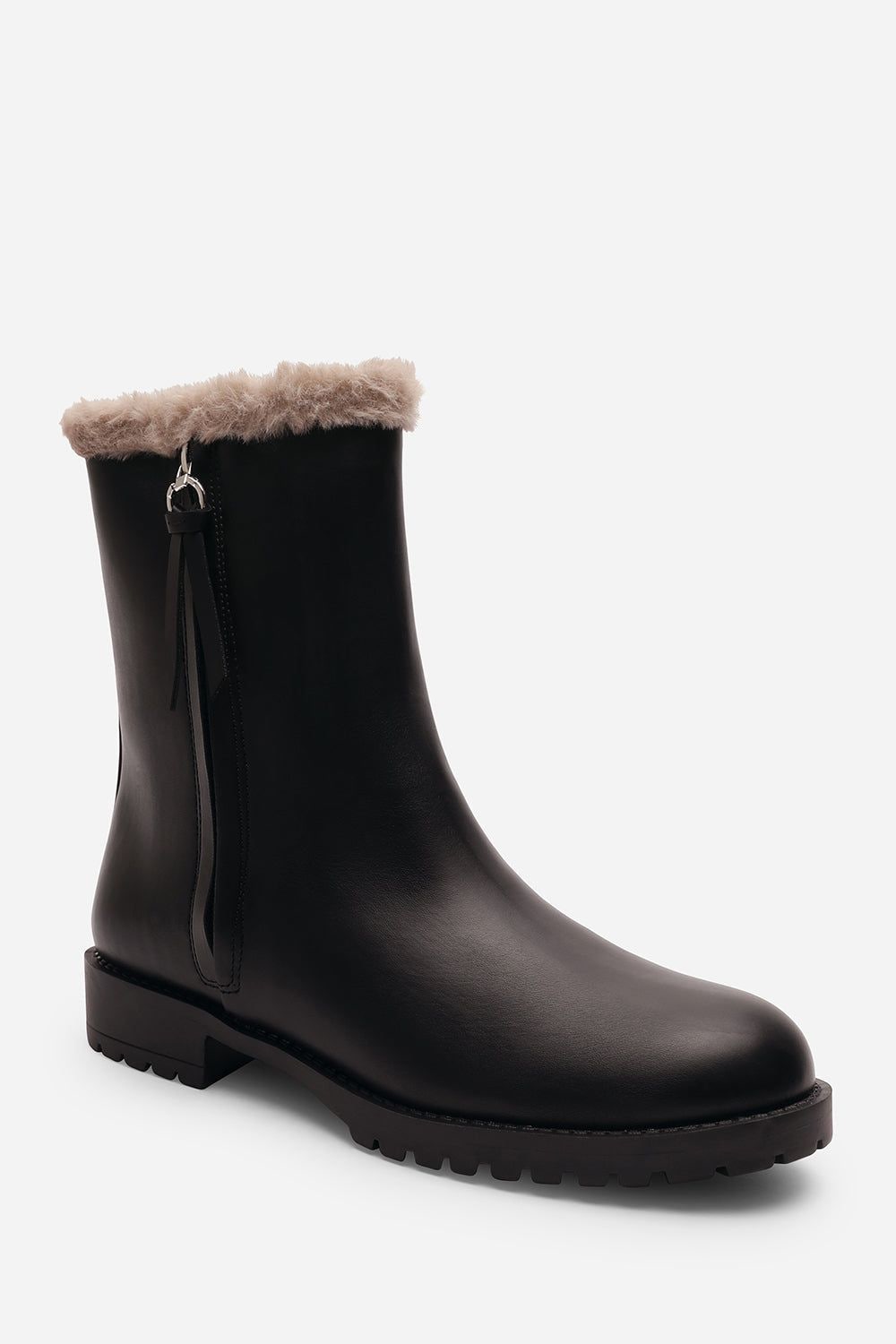 Where's That From 'Virena' Wide Fit Mid Calf Low Heel Boots with Faux Fur Trim Side Zip image 3