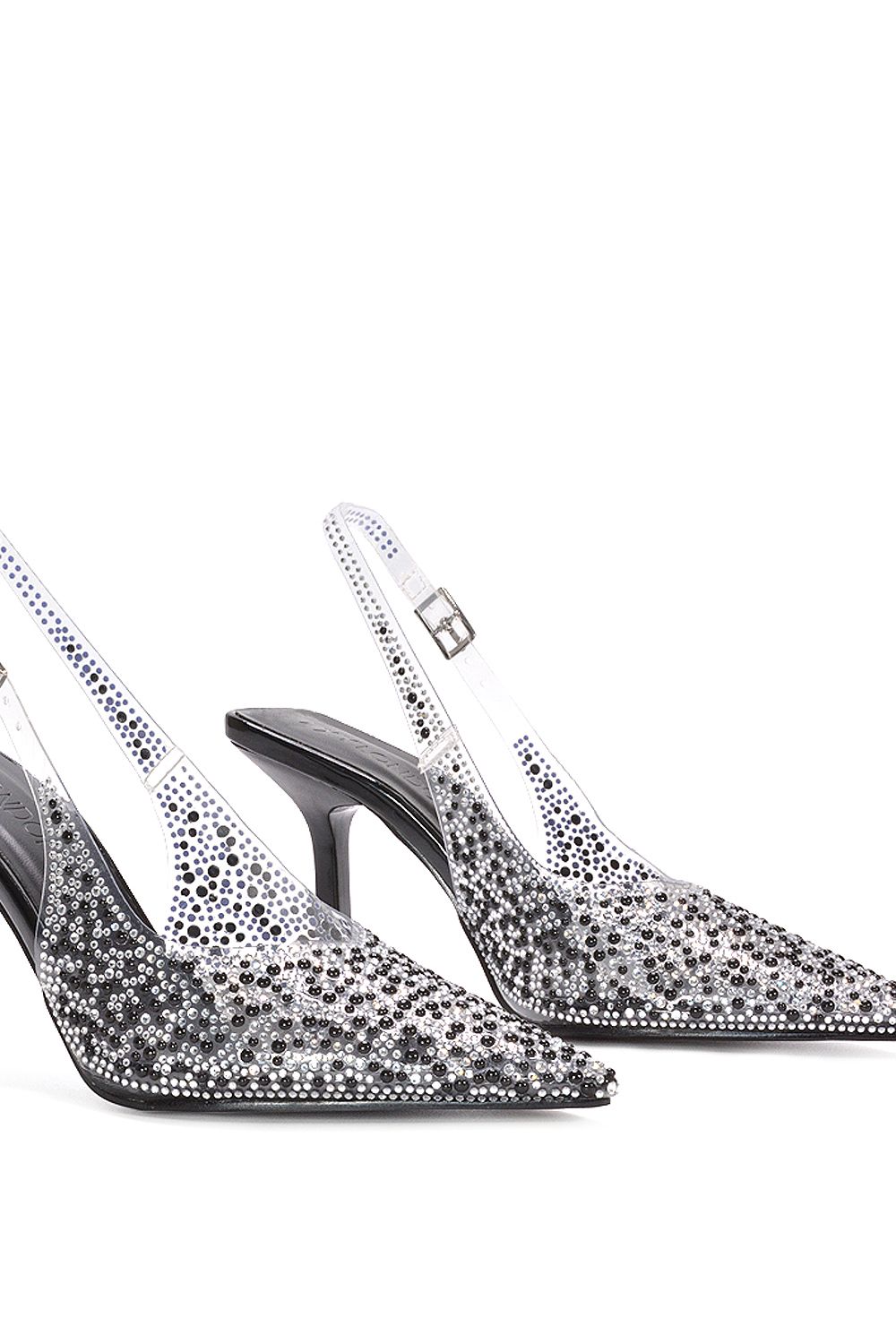 XY London 'Pauline' Pointed Toe Perspex Sparkly Slingback Stiletto High Heels image 6