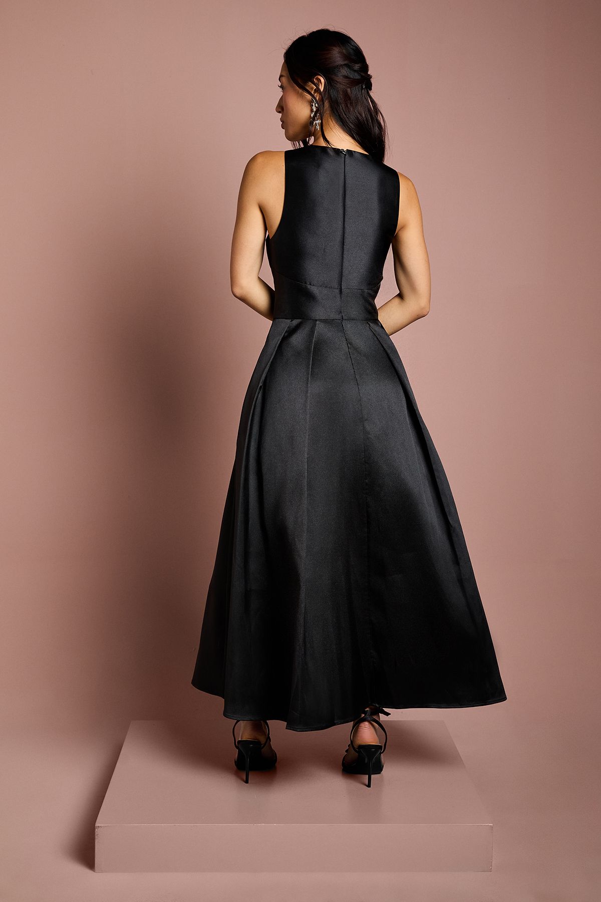 Coast Cross Neck Twill Bridesmaid Dress Black image 3