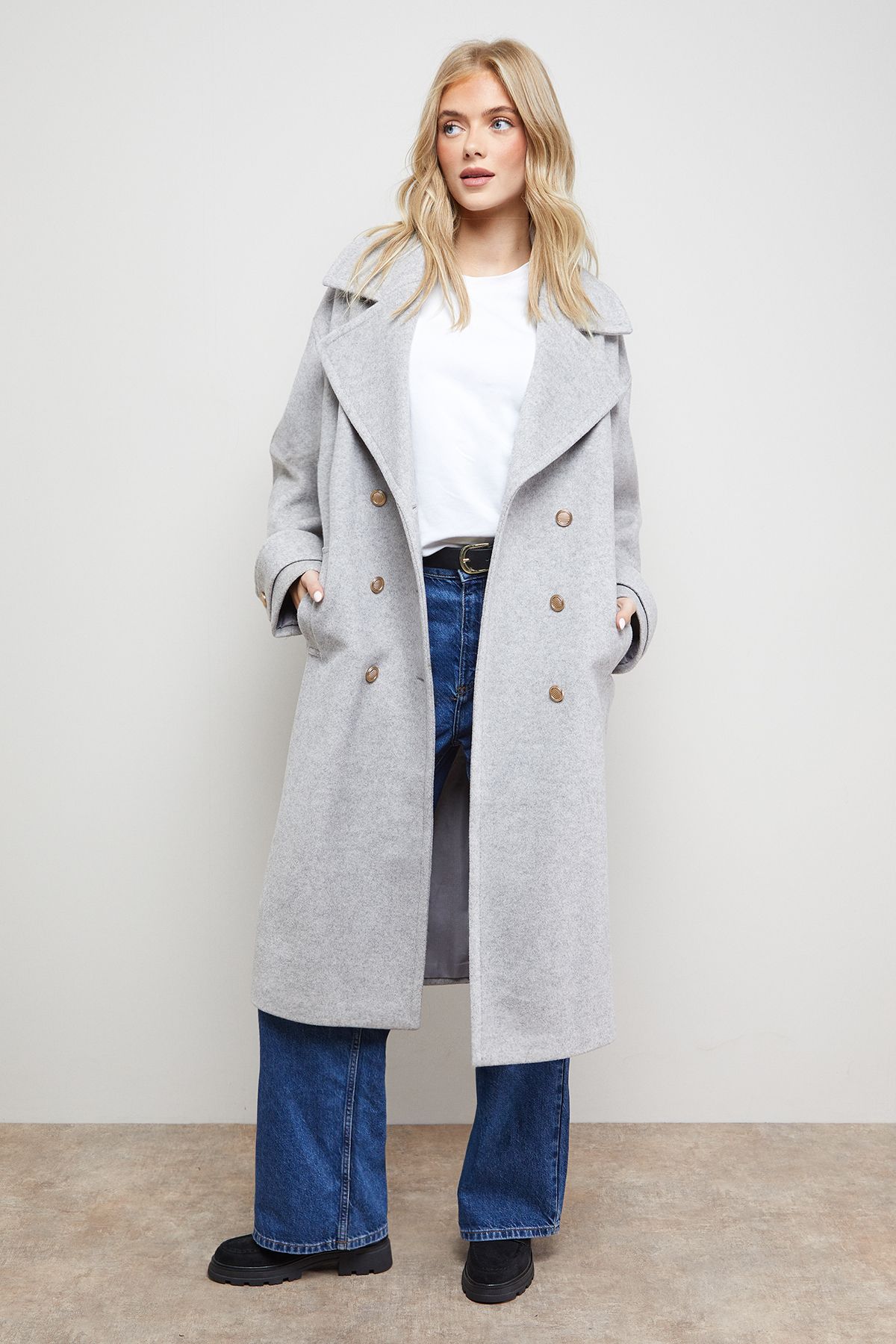 Oasis Relaxed Tailored Coat Charcoal