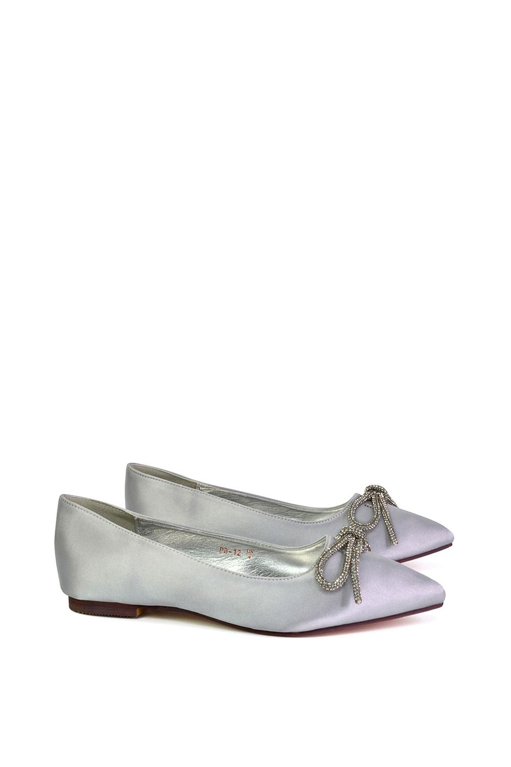 XY London 'Blossom' Diamante Bow Detail Pointed Toe Ballerina Pumps image 2