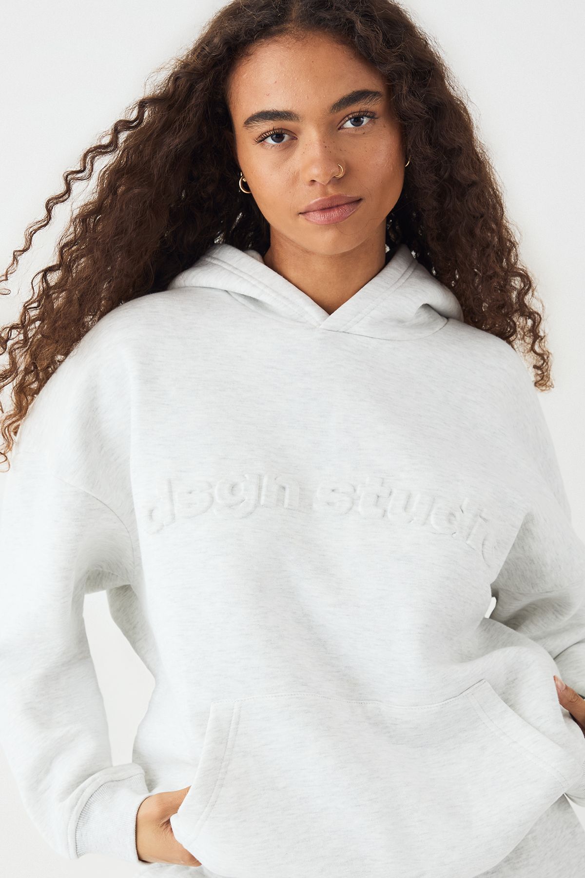 DSGN Studio DSGN Studio Embossed Oversized Hoodie Ash Grey image 3