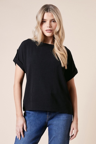Dorothy Perkins Roll Sleeve Blouse Black