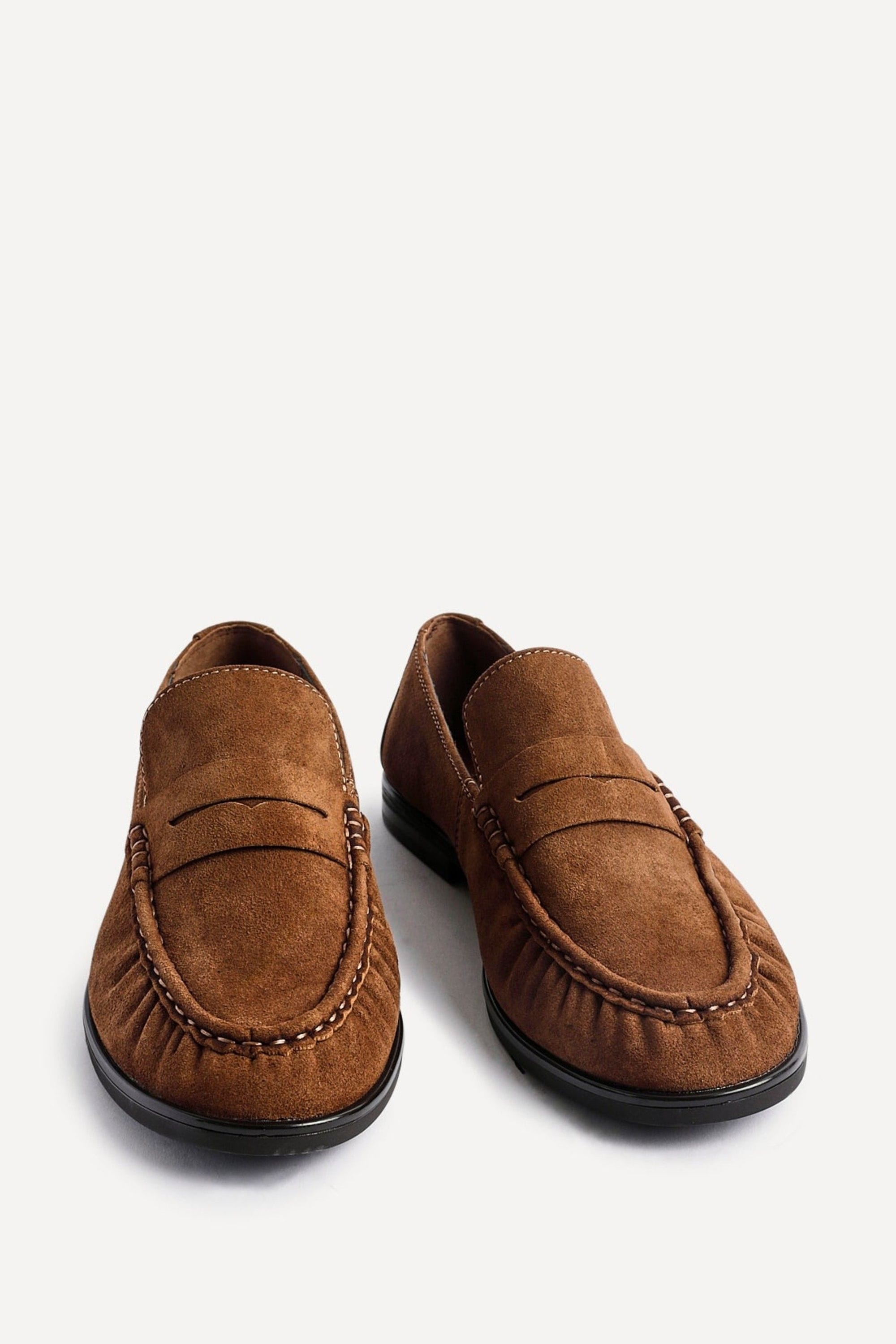 Linzi Belmont Tan Suede Leather Ruched Loafer image 3