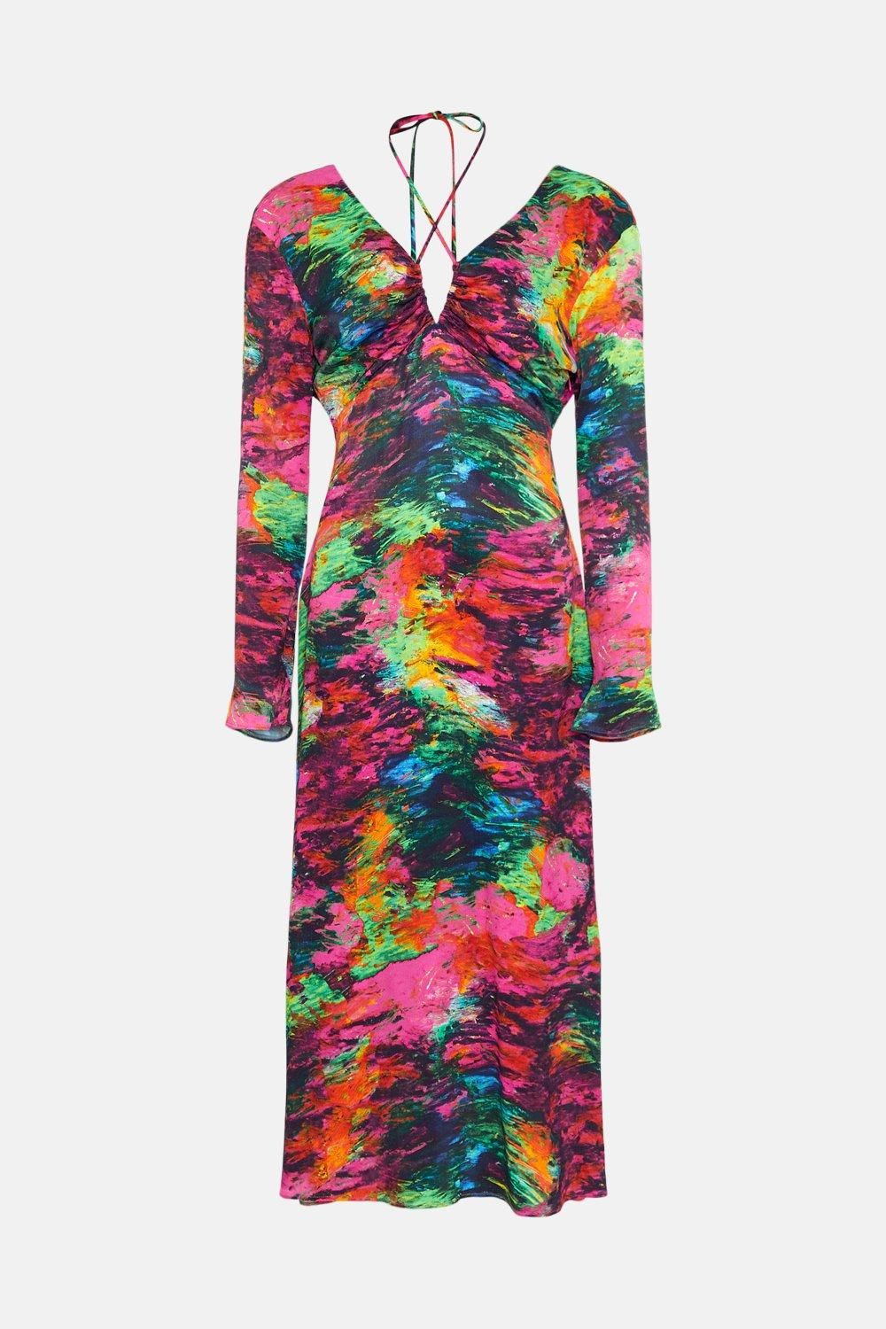 Warehouse WH x Kimberley Burrows Burrows Printed Satin Maxi Dress Multi image 4