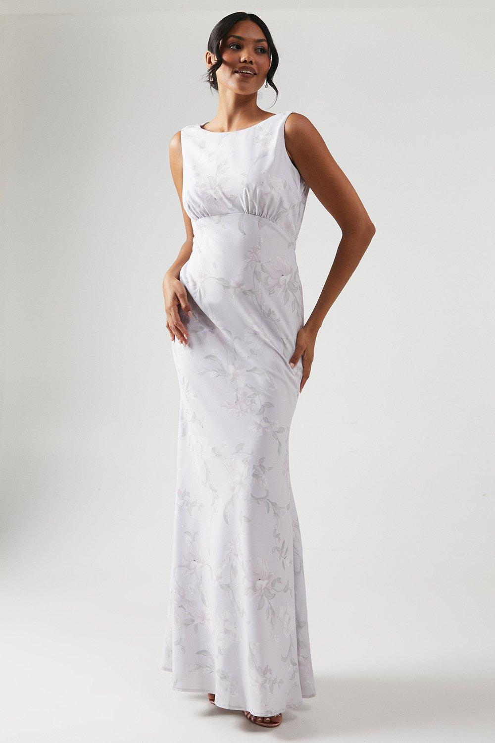 Coast Printed Cowl Back Bridesmaid Dress Lilac Haze image 1