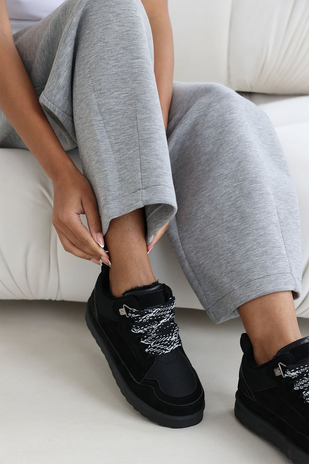 Where's That From 'Mireya' Suede Low Top Trainer With Mesh Panel And Faux Fur Lining image 1