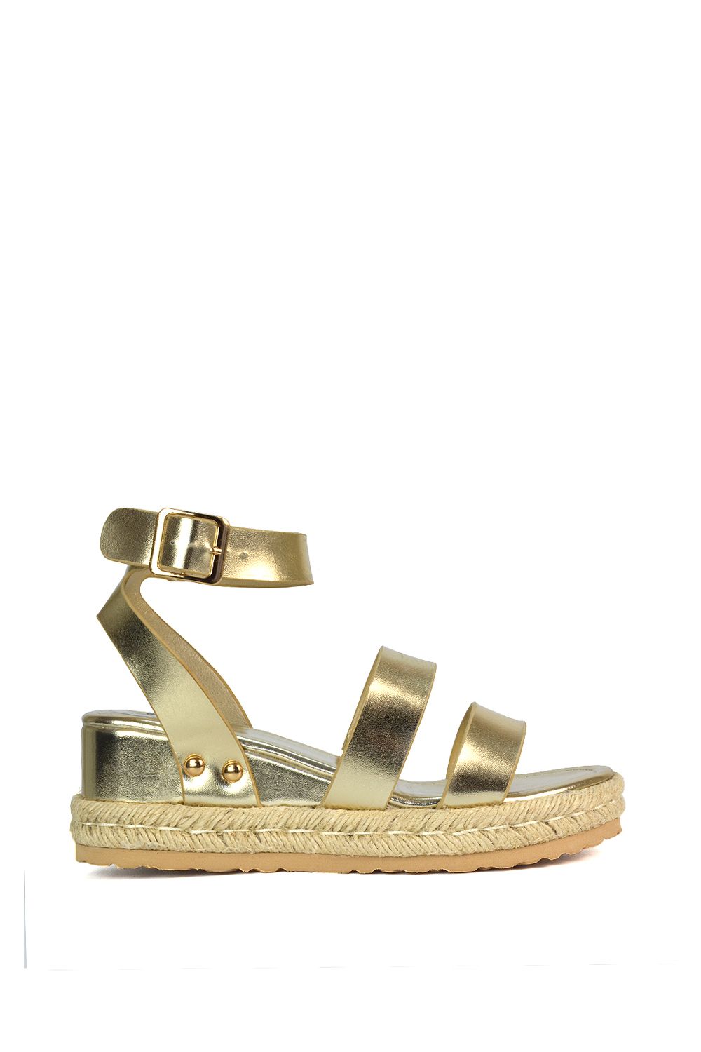 XY London 'Brook' Espadrille Platform Wedge Low Heel Sandal Shoes With Ankle Strap