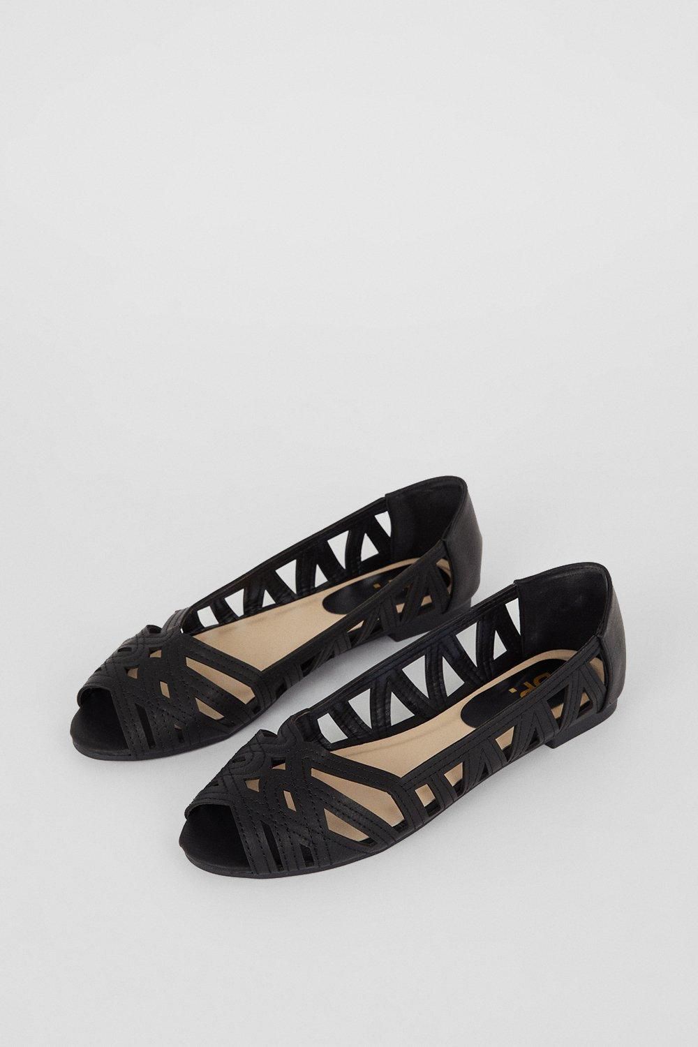 Dorothy Perkins Prim Peep Toe Ballet Pumps Black image 3