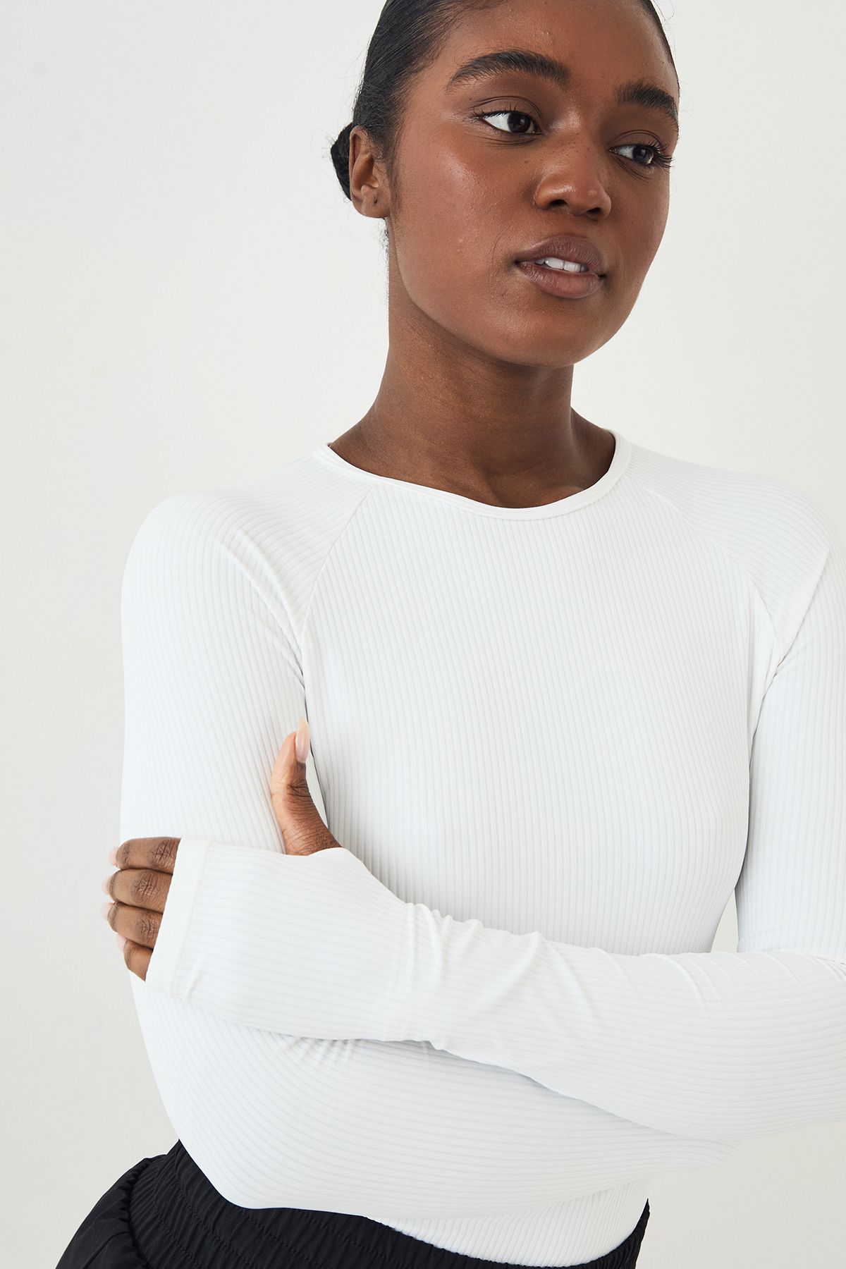 DSGN Studio DSGN Studio Ultra Sculpt Rib Long Sleeve Top White image 4