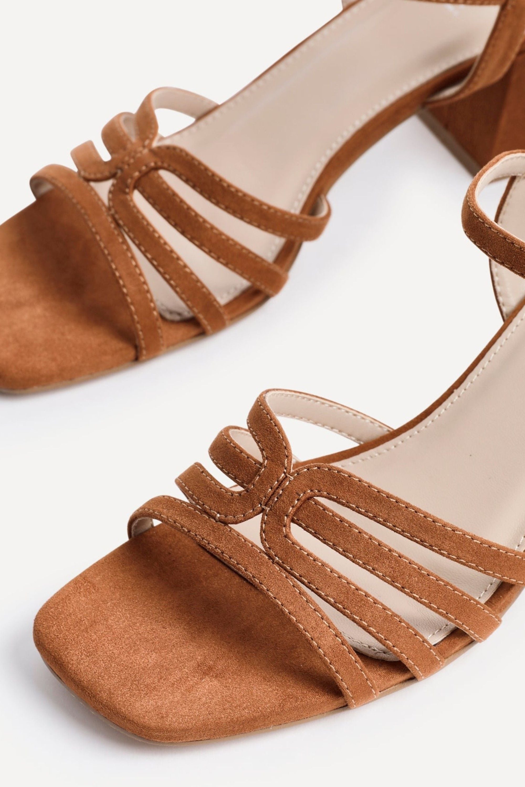 Linzi Adira Tan Faux Suede Strappy Heeled Sandals image 4