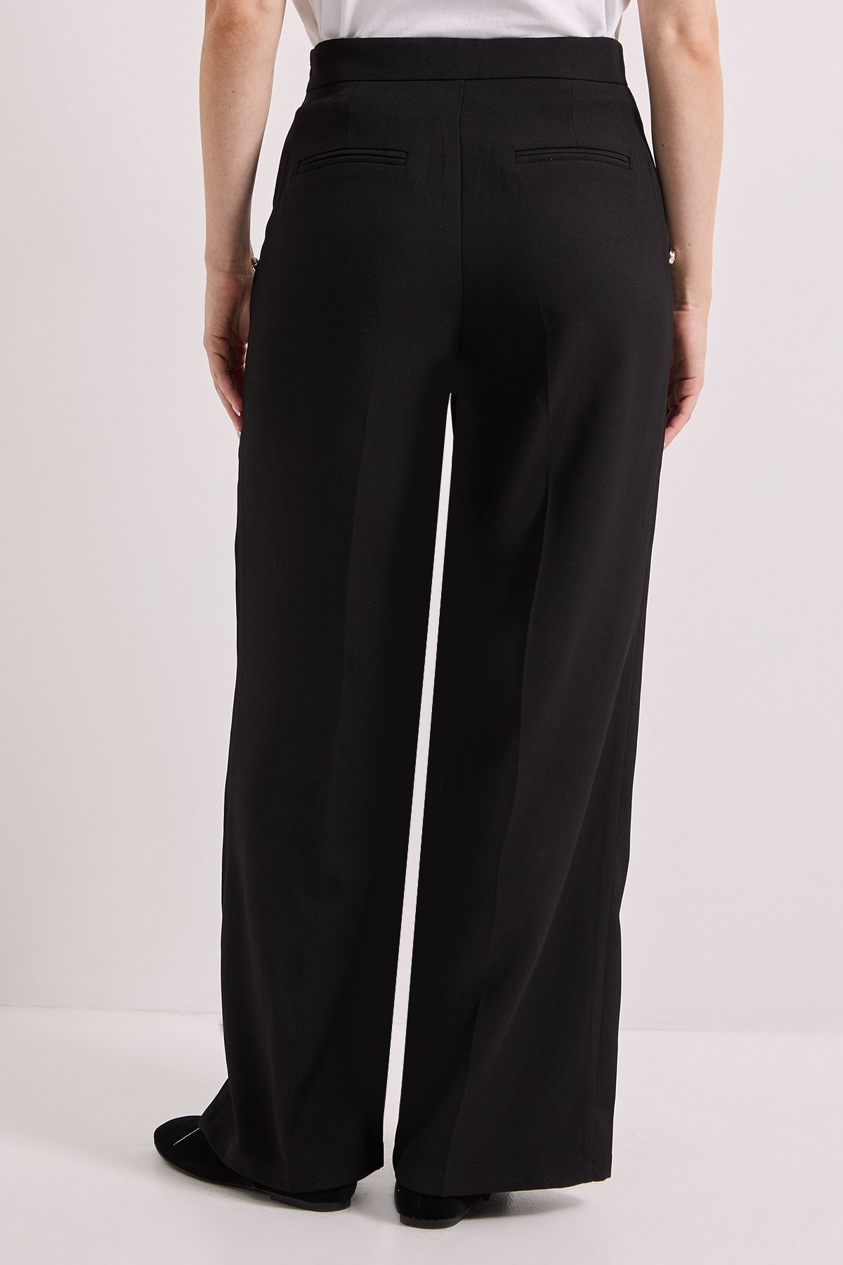 Dorothy Perkins Military Button Detail Wide Leg Trouser Black image 3