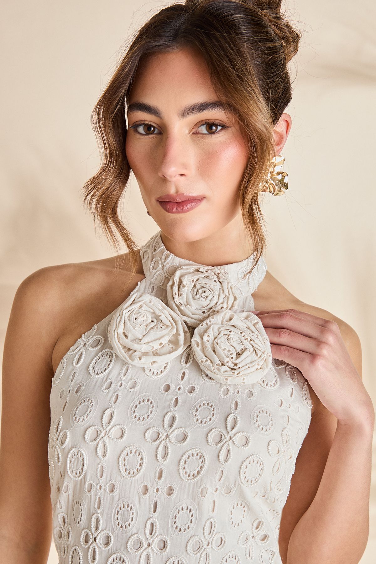 Coast Broderie Embellished Fringe Halter Dress White image 4