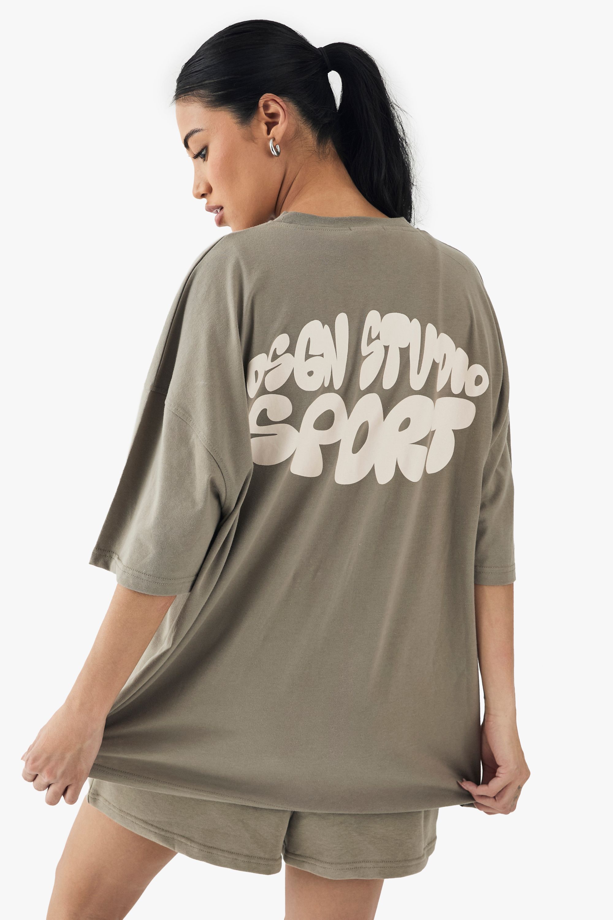 DSGN Studio DSGN Studio Sport Print Oversized T-shirt Khaki