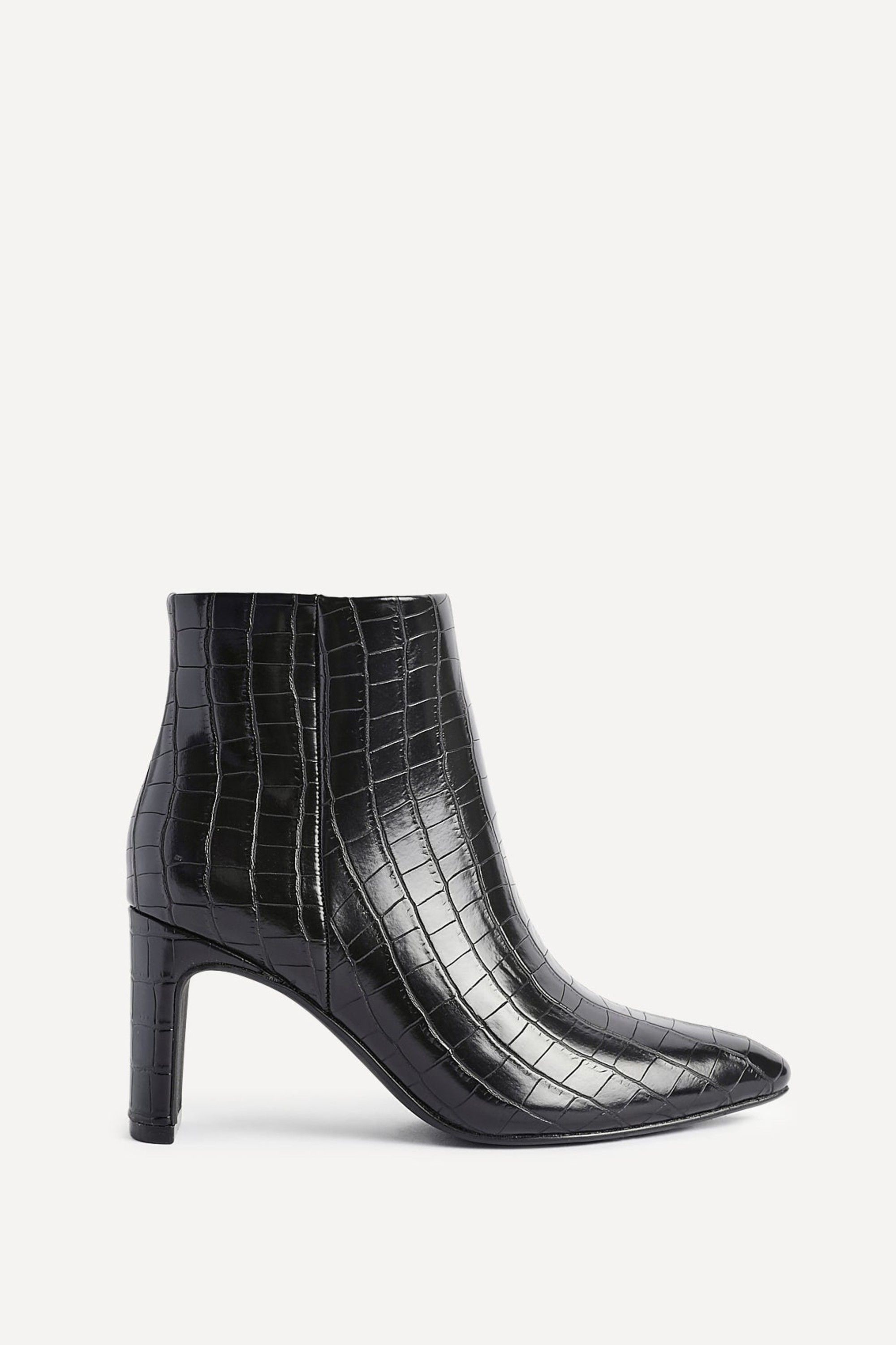 Linzi Alisha Black Faux Croc Leather Heeled Ankle Boot image 1