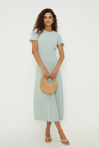 Dorothy Perkins Tall Linen Empire Midi Dress Sage