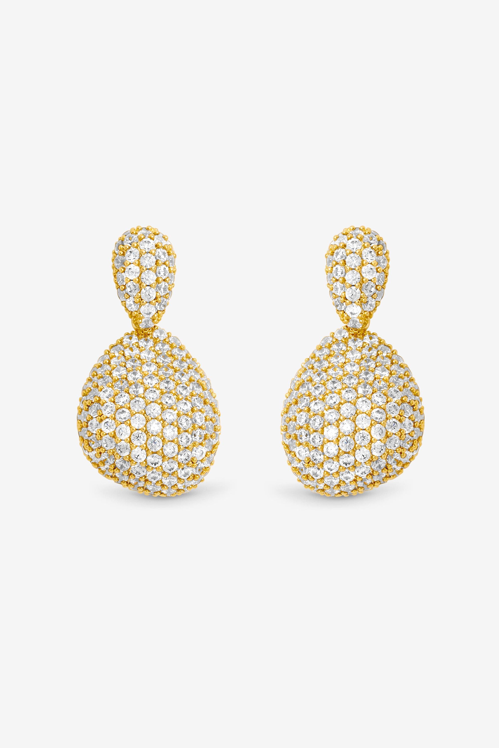 Jon Richard Gold Plated and Crystal Double Drop Dome Earrings image 1