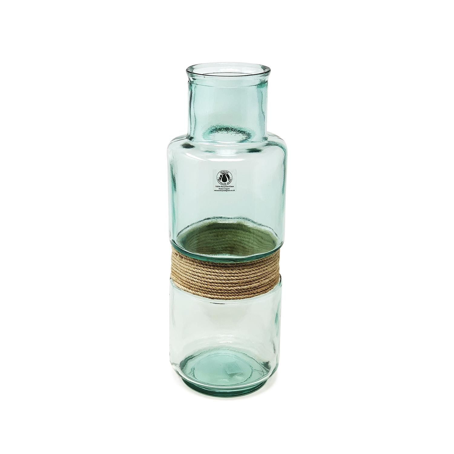 Verano Spanish Ceramics Recycled Glass Hemp Clear Home Décor Large Slim Aba Vase (H) 45cm image 1