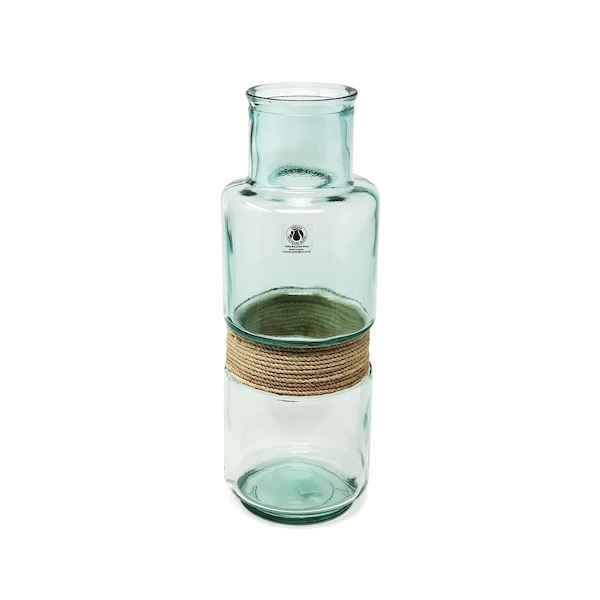 Verano Spanish Ceramics Recycled Glass Hemp Clear Home Décor Large Slim Aba Vase (H) 45cm