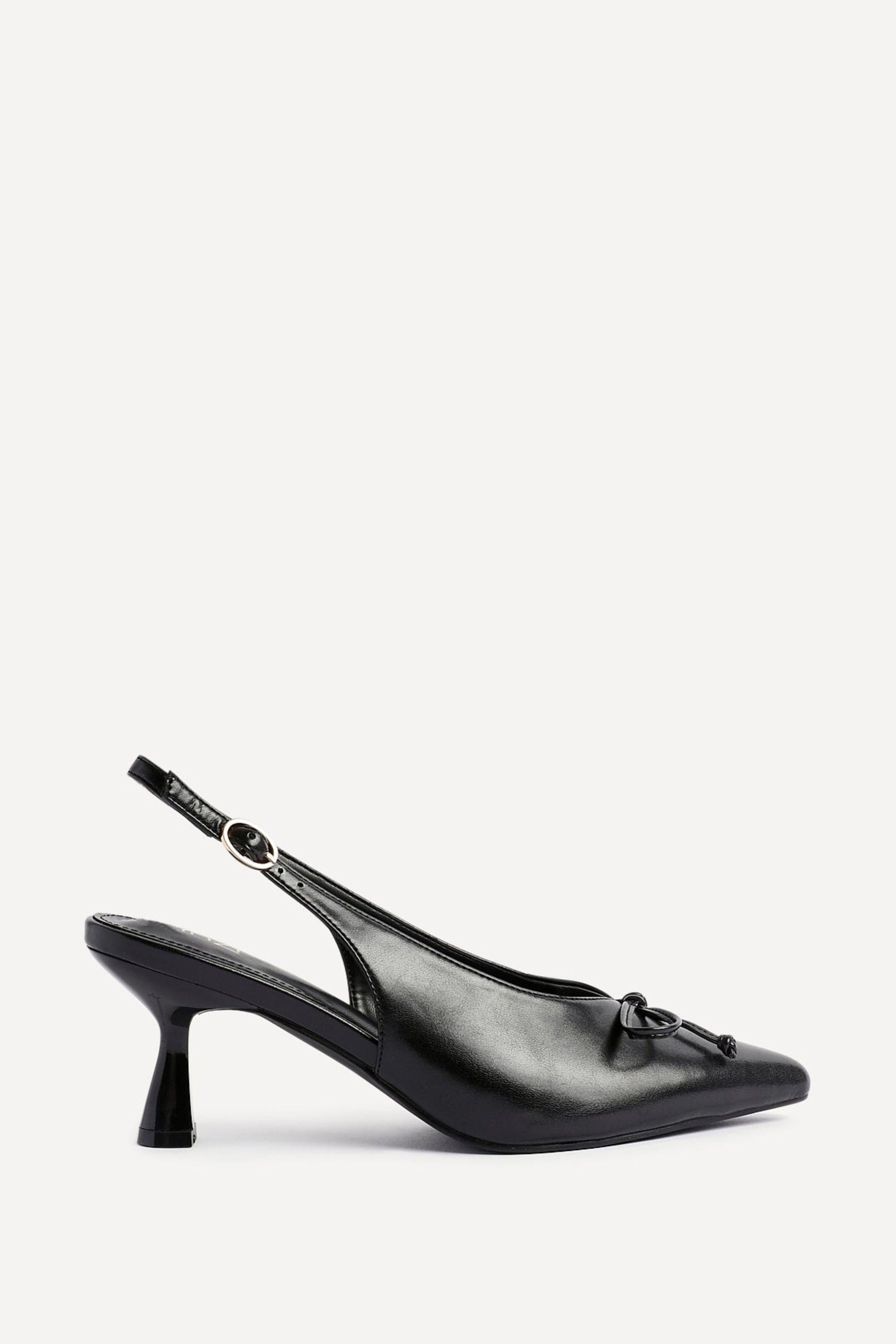 Linzi Ribbon Black Faux Leather Slingback Court Heel image 1