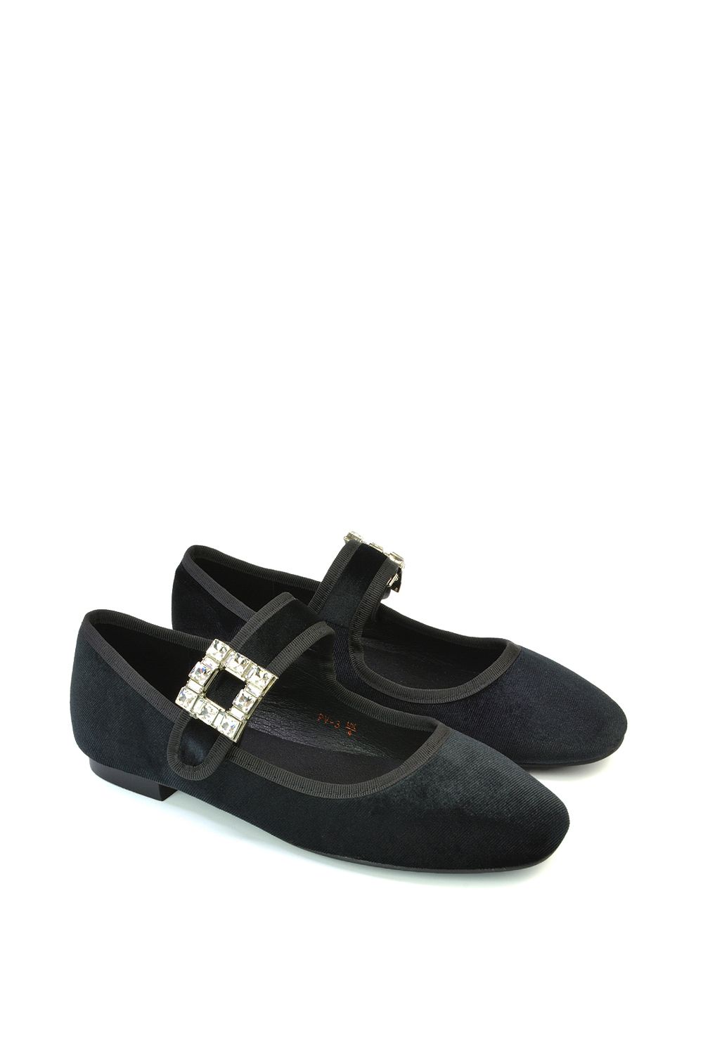 XY London 'Rhyse' Mary Jane Diamante Buckle Square Toe Pumps image 3