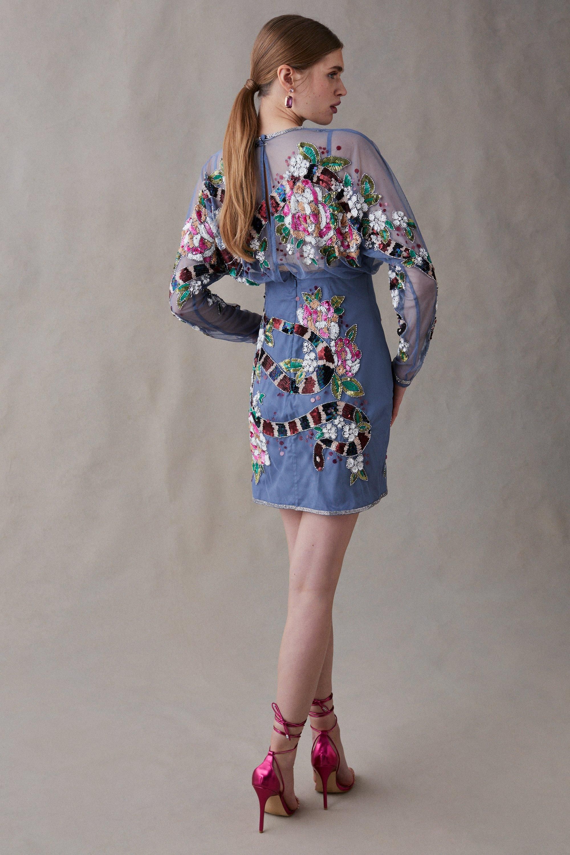 Coast Premium Hand Embellished Mini Dress Blue image 6