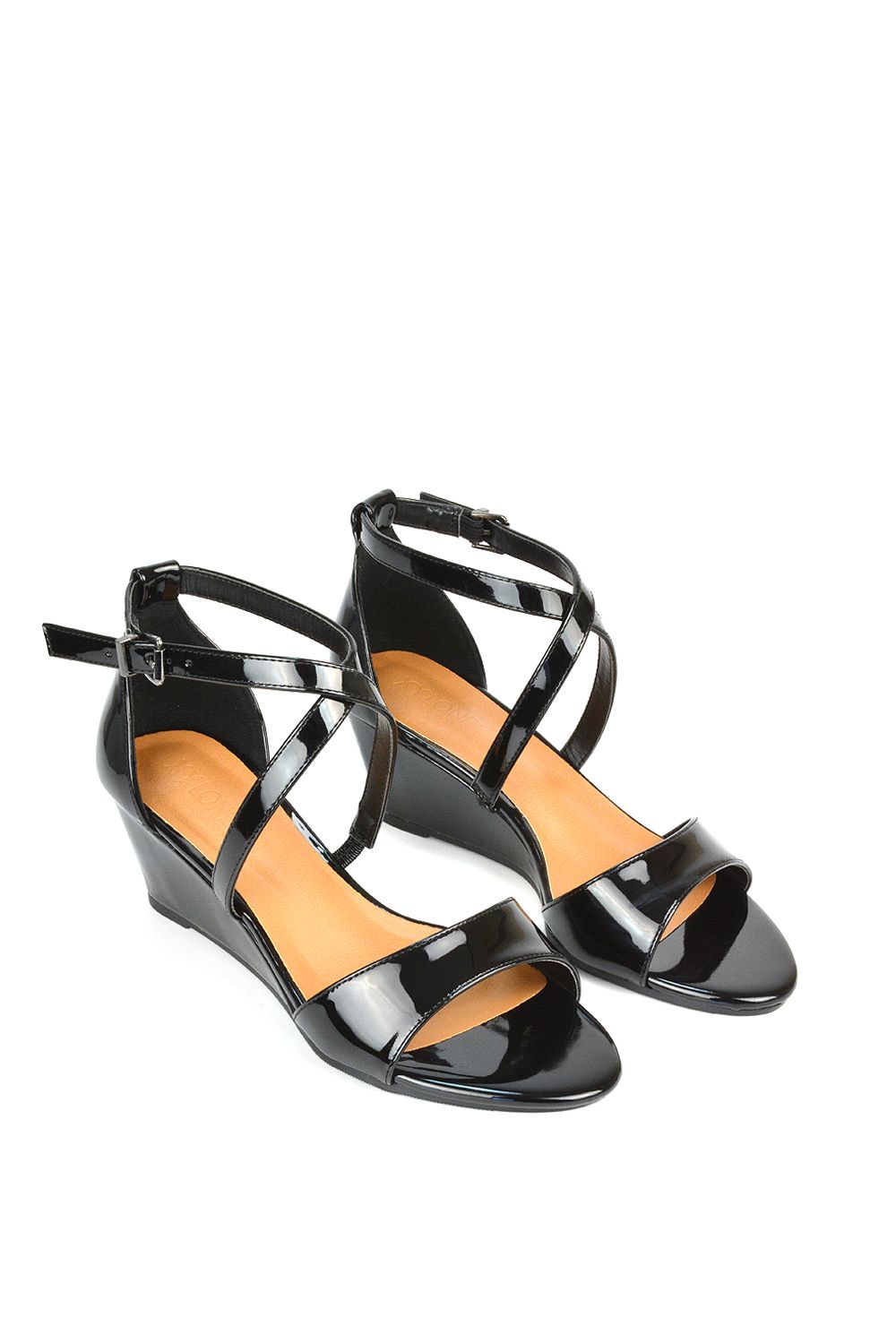 XY London 'Kylie' Strappy Mid Wedge Heel Shoes With Ankle Strap image 4