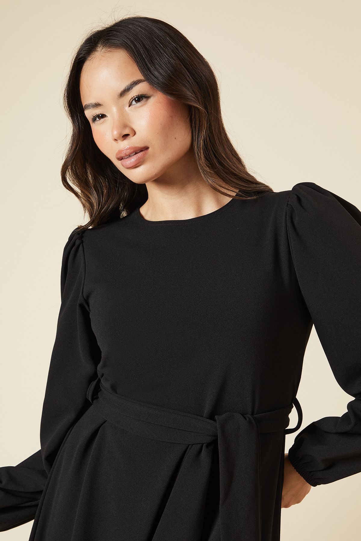 Dorothy Perkins Belted Scuba Shift Mini Dress Black image 4