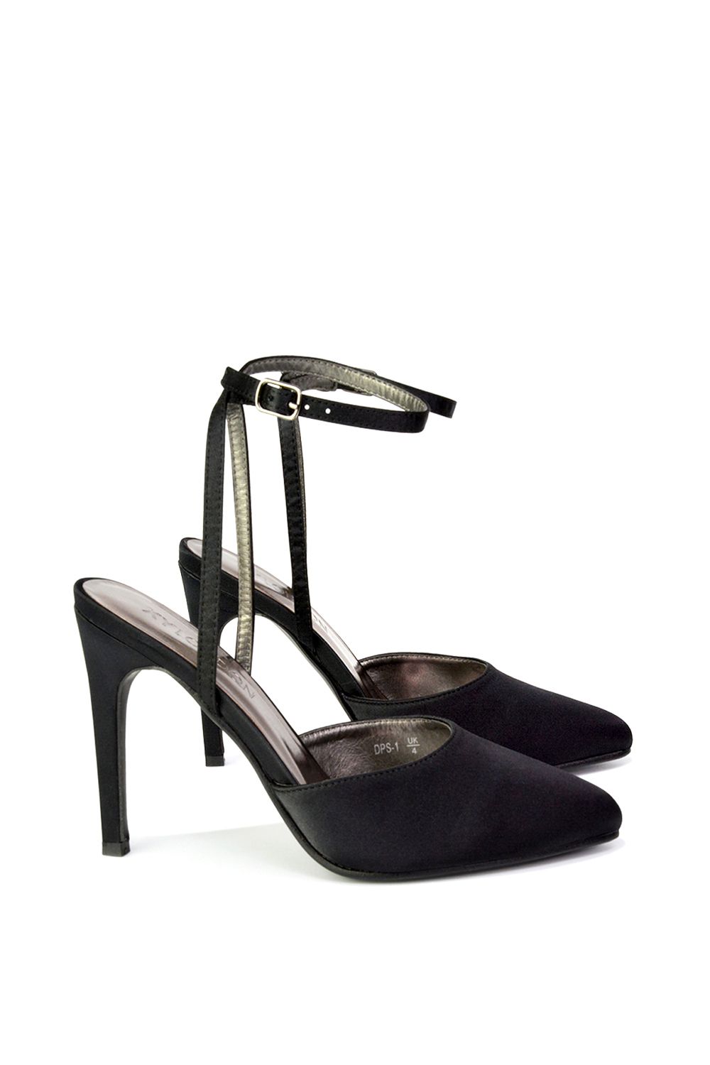 XY London 'Liliane' 2 Part Pointed Toe Satin Shoes Stiletto Heel image 2