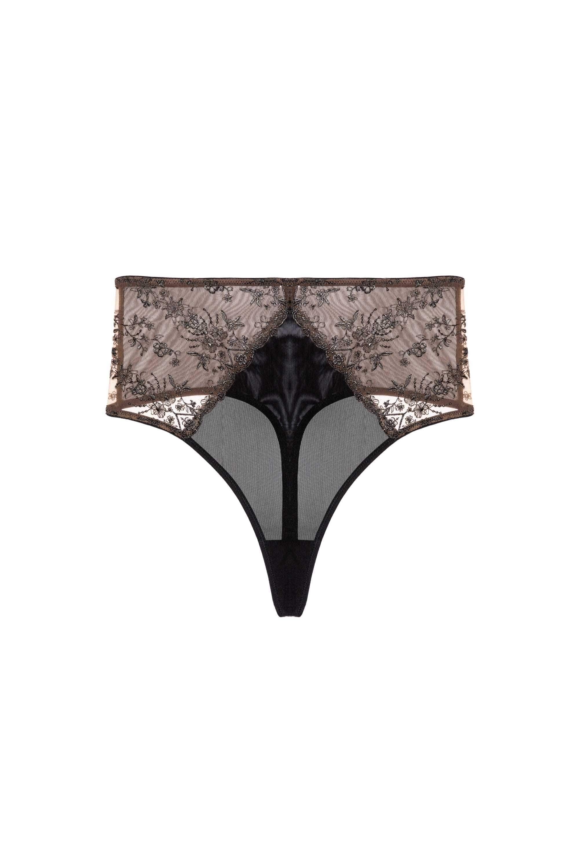 Playful Promises Cassia Black Embroidery High Waist Thong image 4