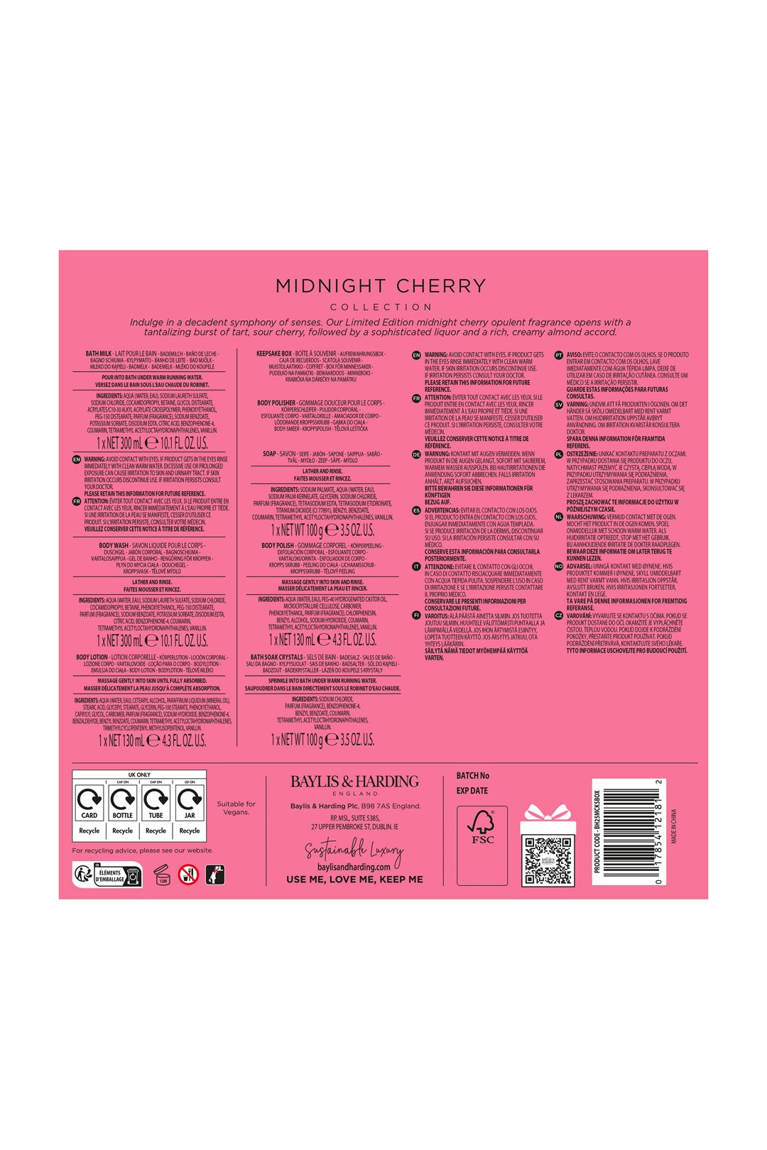 Baylis & Harding Midnight Cherry Luxury Pamper Gift Set Multi image 6