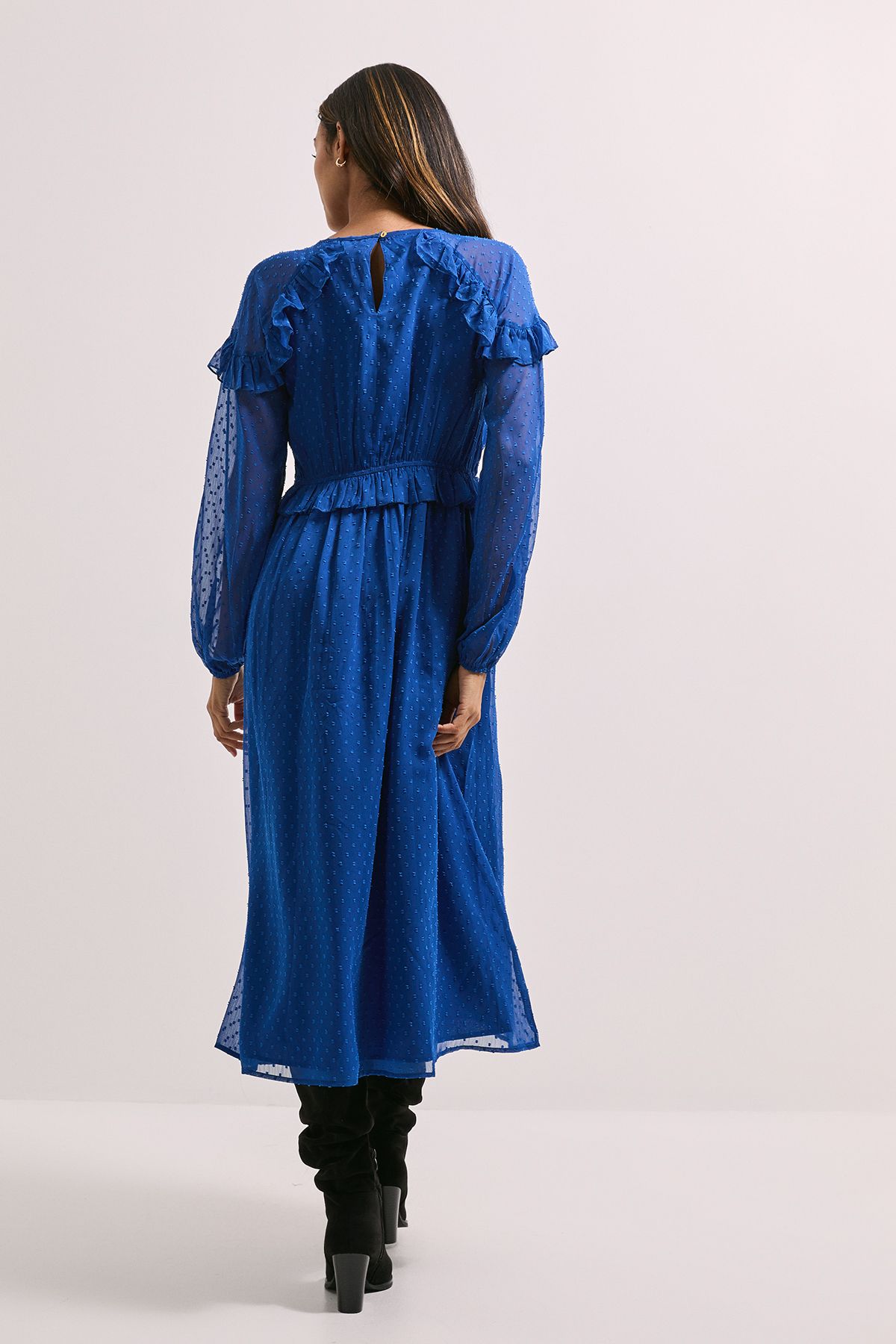 Dorothy Perkins Frill Shoulder Detail Midi Dress Cobalt image 3