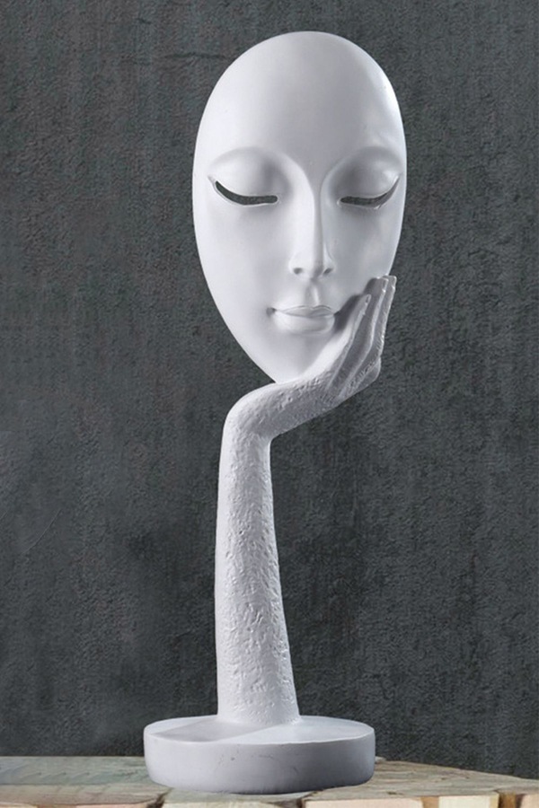 Living and Home 11.5cm Dia x 37cm H Abstract Art Resin Mask Ornaments Meditation Sculpture