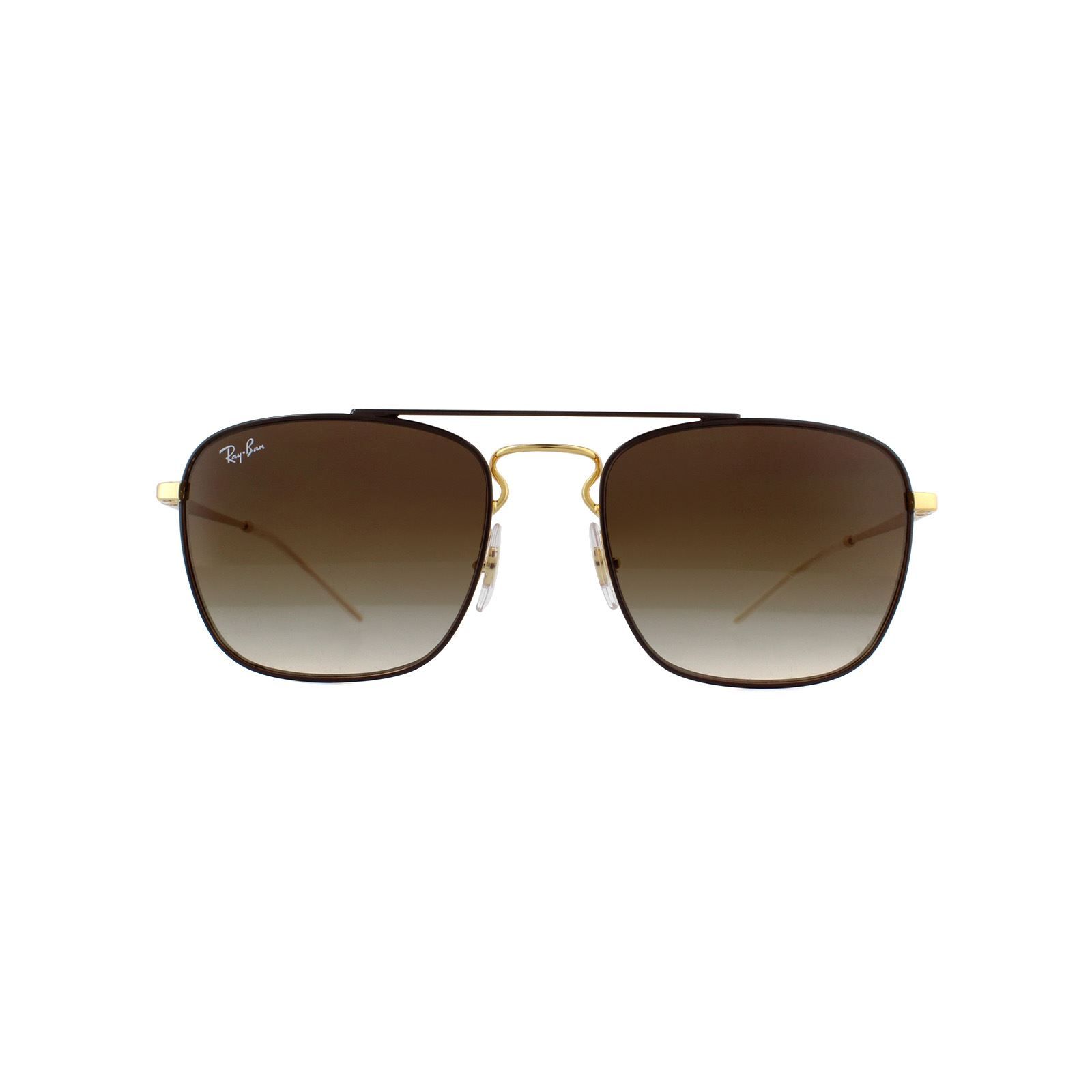 Ray-Ban Square Gold Top On Brown Brown Gradient Dark Brown Sunglasses