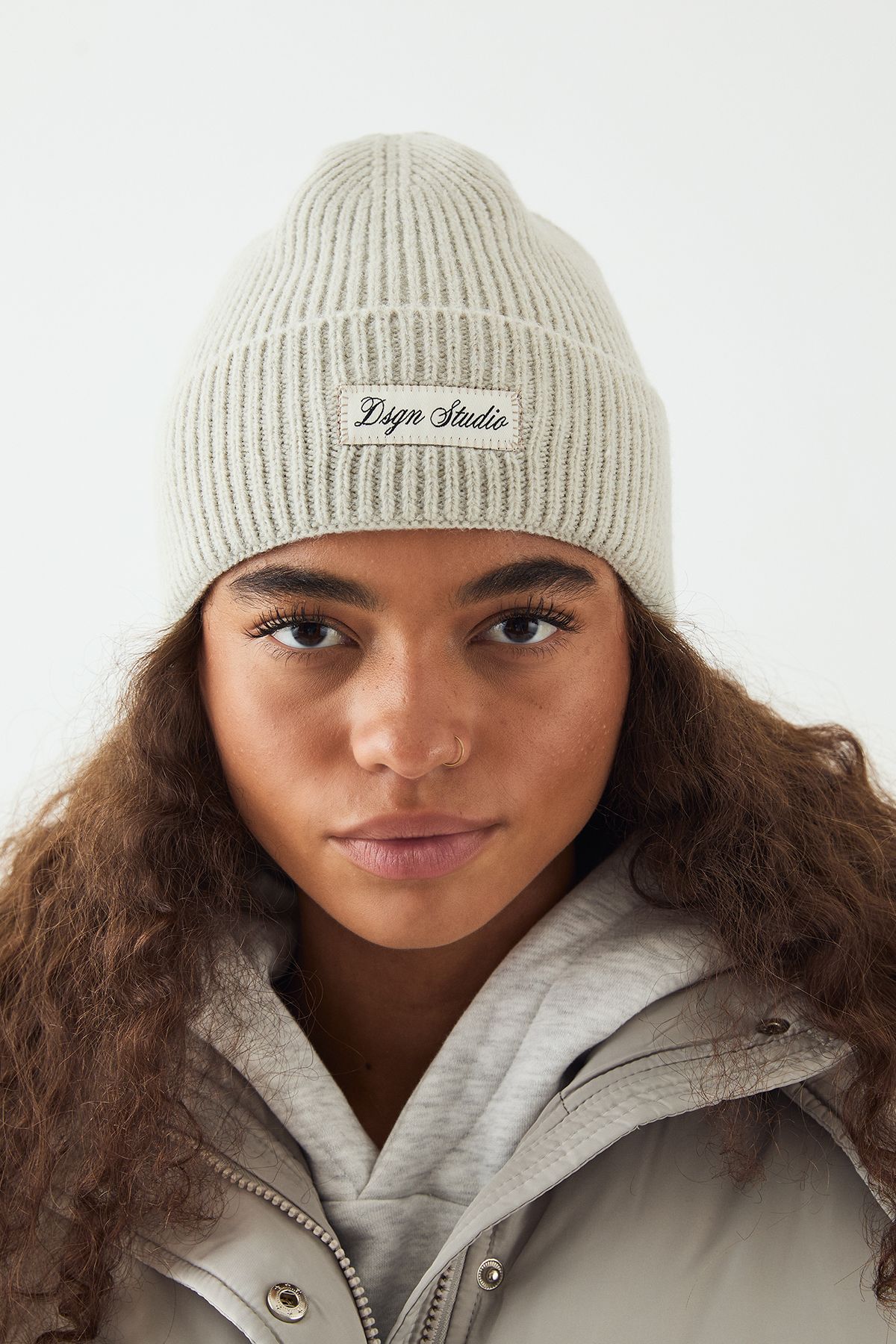 DSGN Studio DSGN Studio Rib Knit Beanie Hat Ash Grey image 1