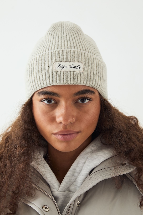 DSGN Studio DSGN Studio Rib Knit Beanie Hat Ash Grey