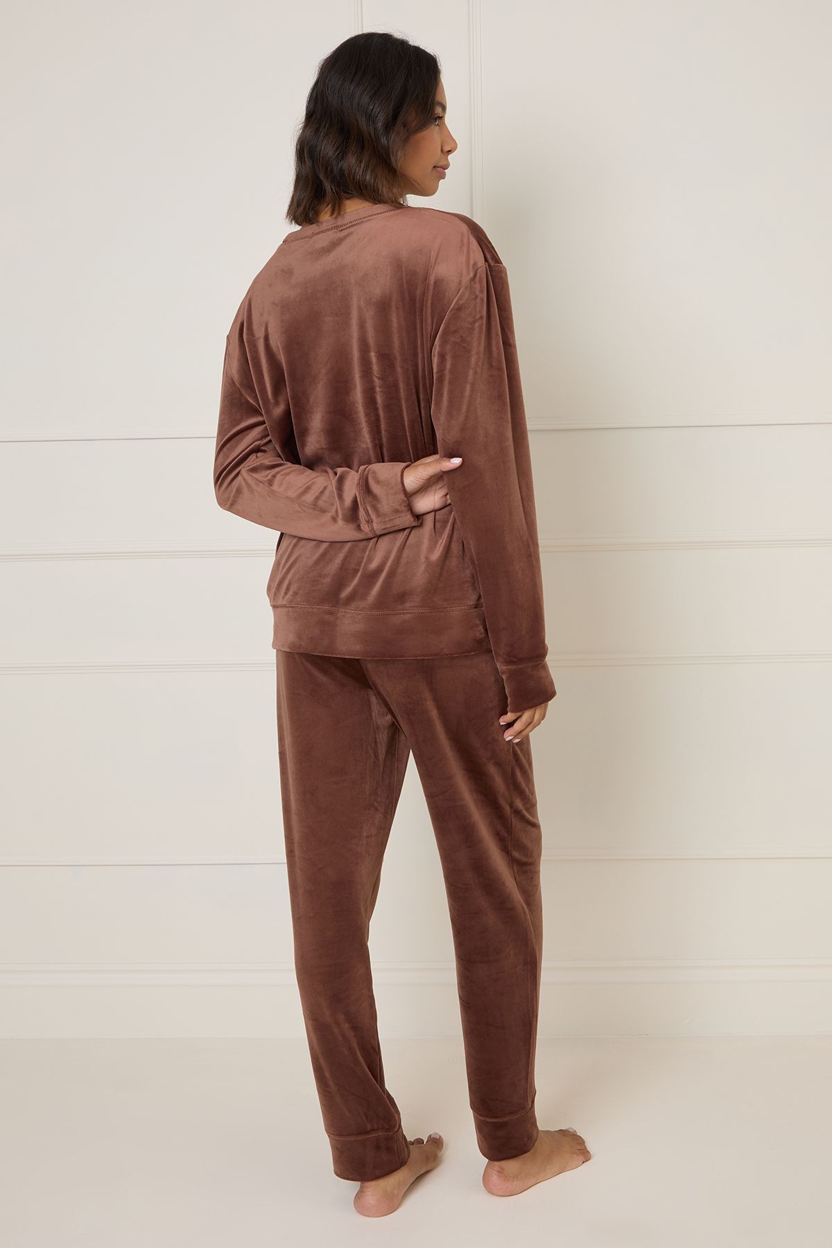 Dorothy Perkins Nightwear Velour Co-Ord Chocolate image 3