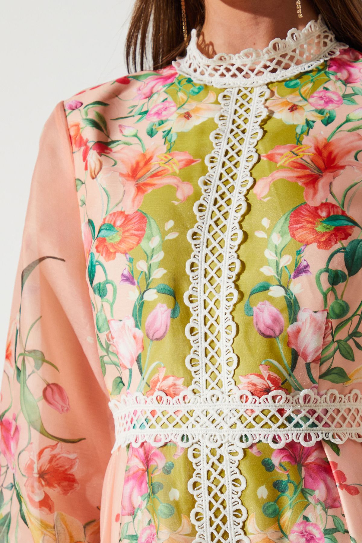 Coast Organza Lace Trim Midi Dress Multi image 4